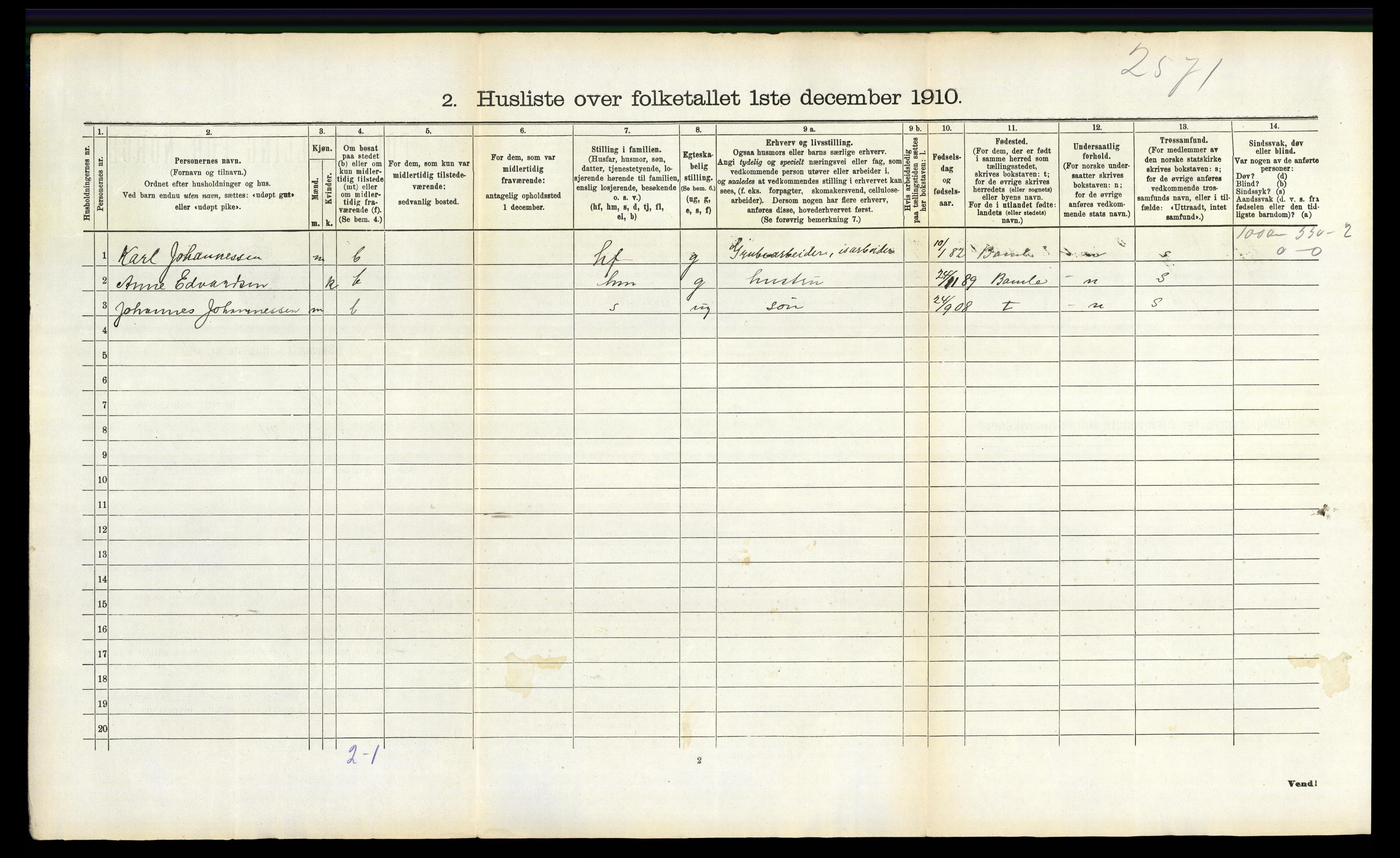 RA, 1910 census for Skåtøy, 1910, p. 1198