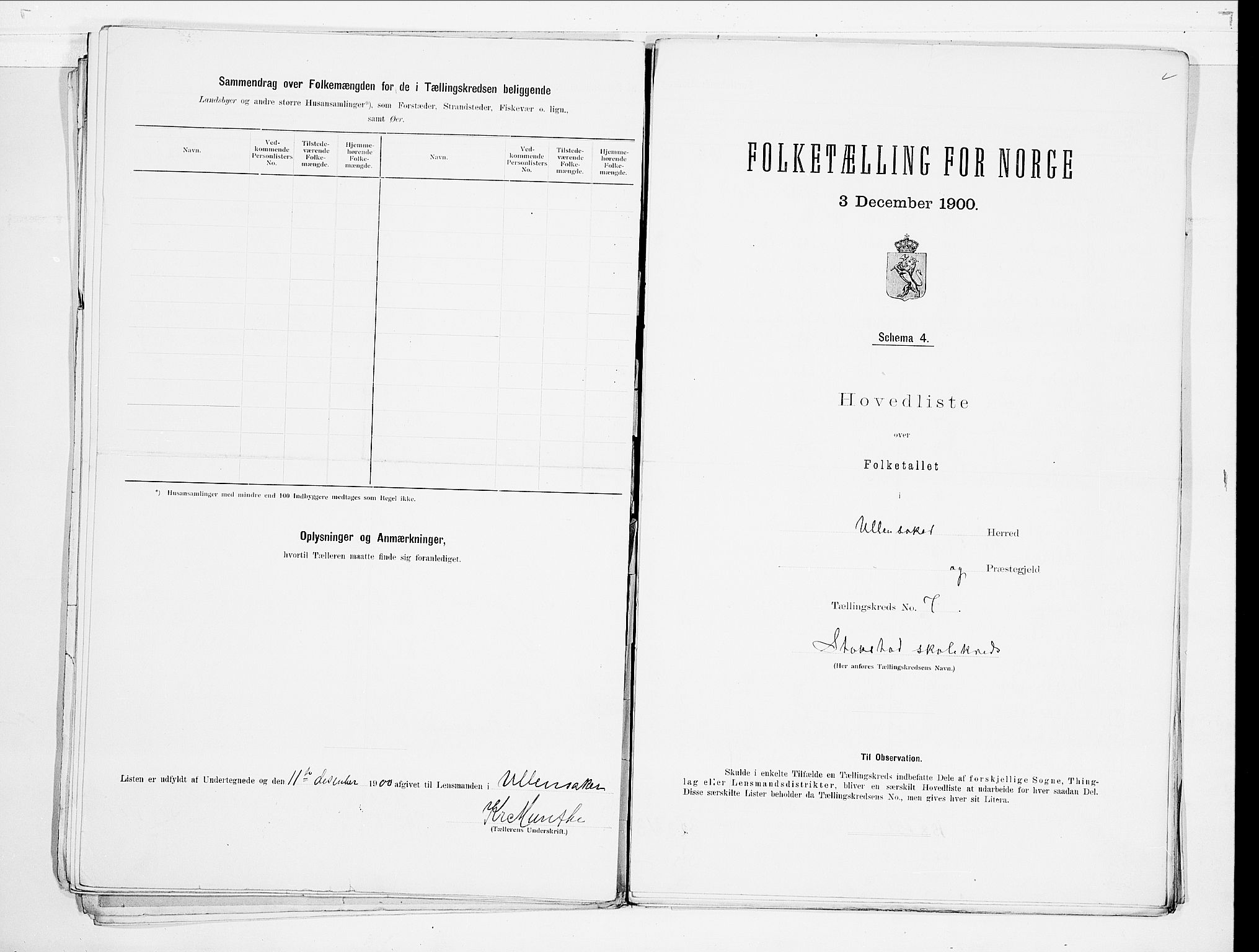 SAO, 1900 census for Ullensaker, 1900, p. 16