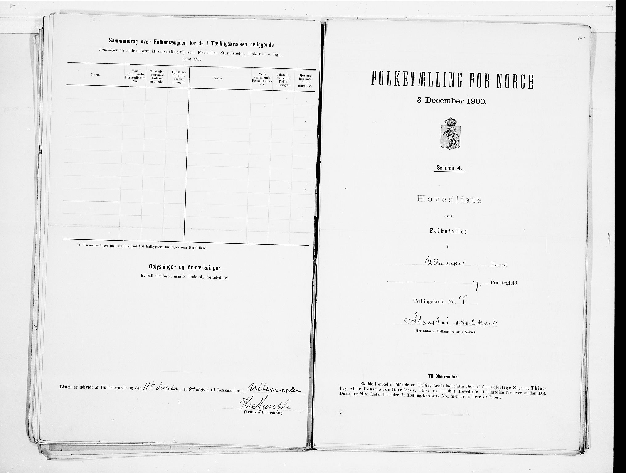 SAO, 1900 census for Ullensaker, 1900, p. 16