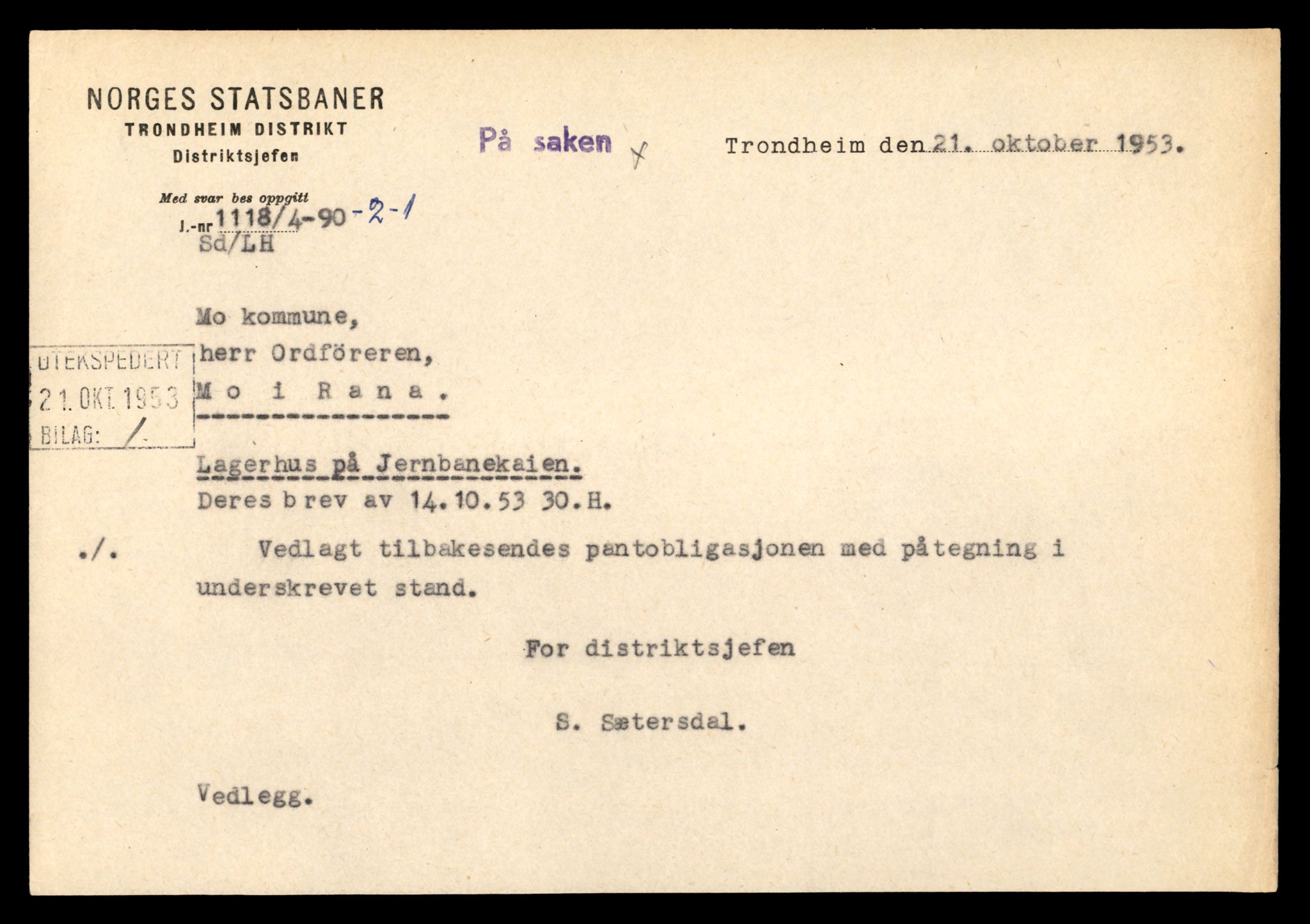 Norges statsbaner (NSB) - Trondheim distrikt, SAT/A-6436/0002/Dd/L0819: --, 1936-1990, p. 45