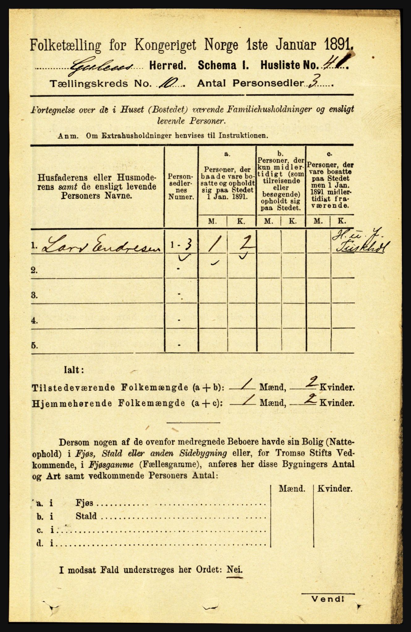 RA, 1891 census for 1411 Gulen, 1891, p. 3298