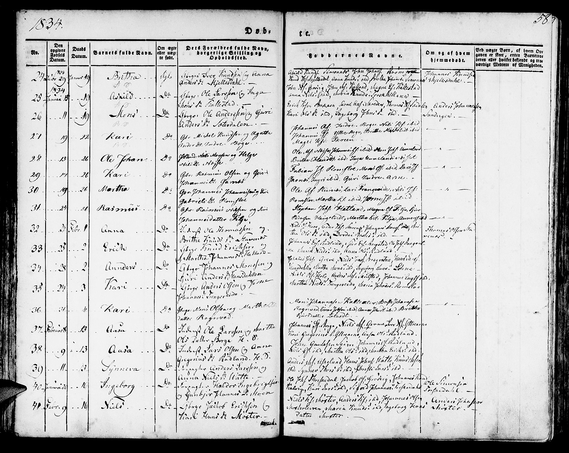 Haus sokneprestembete, SAB/A-75601/H/Haa: Parish register (official) no. A 14, 1827-1838, p. 58