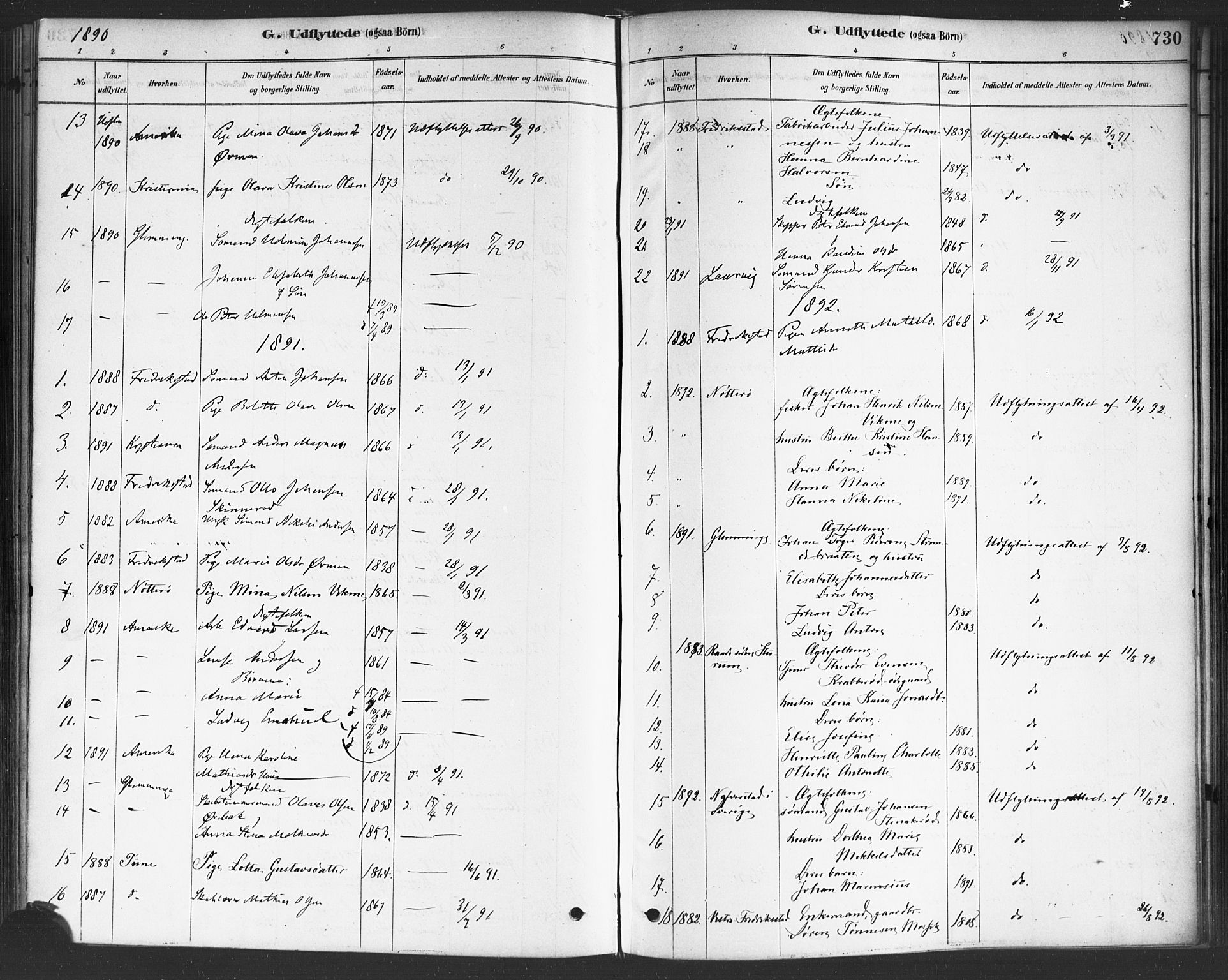 Onsøy prestekontor Kirkebøker, SAO/A-10914/F/Fa/L0006: Parish register (official) no. I 6, 1878-1898, p. 730
