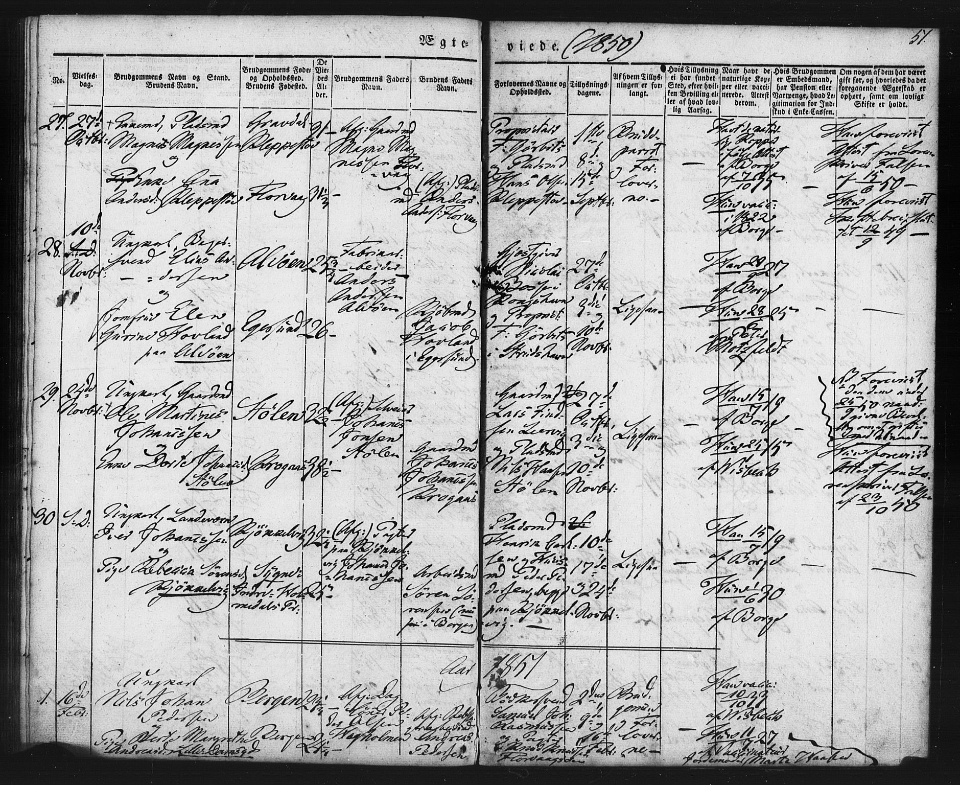 Askøy Sokneprestembete, SAB/A-74101/H/Ha/Haa/Haaa/L0006: Parish register (official) no. A 6, 1840-1852, p. 51