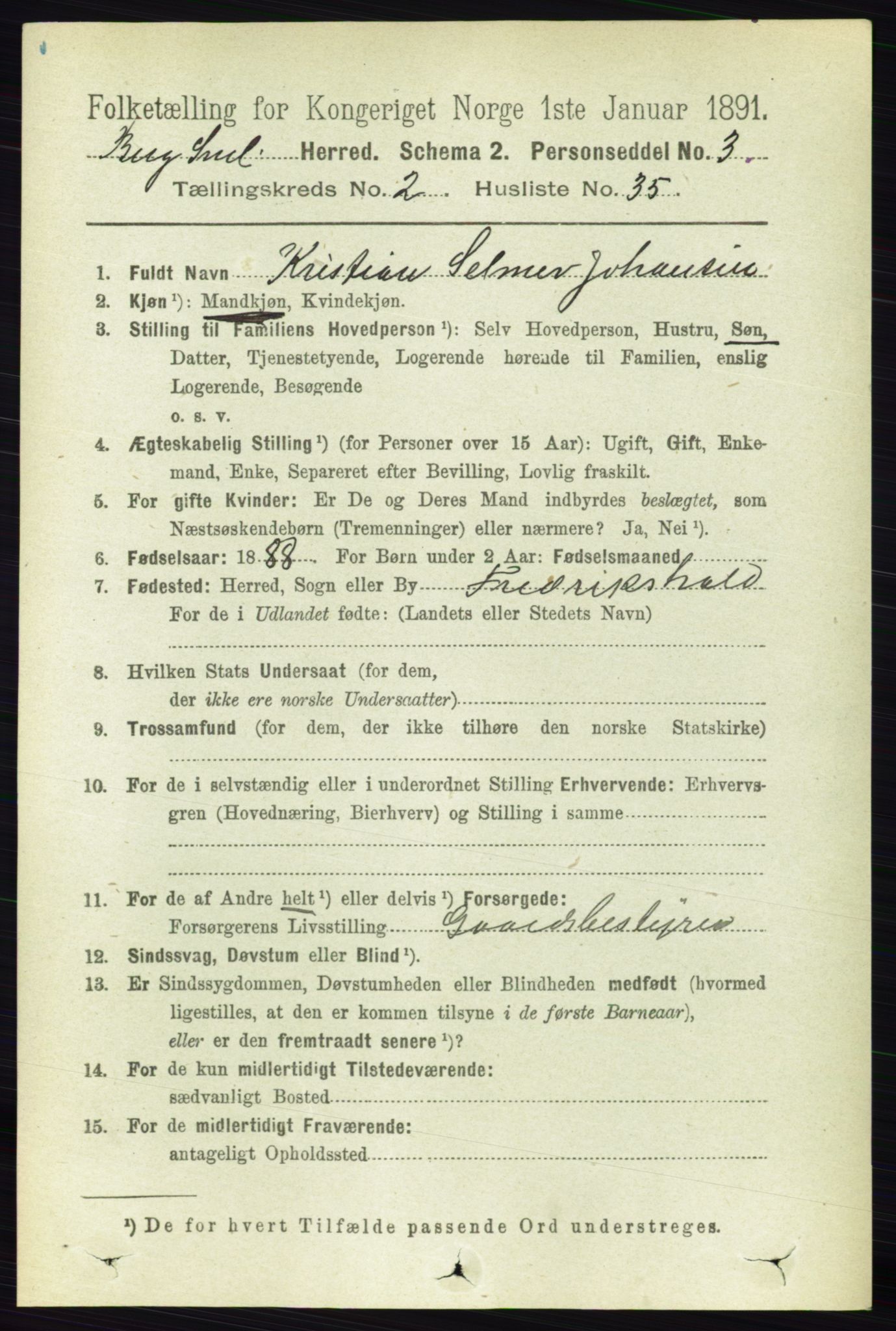 RA, 1891 census for 0116 Berg, 1891, p. 1217