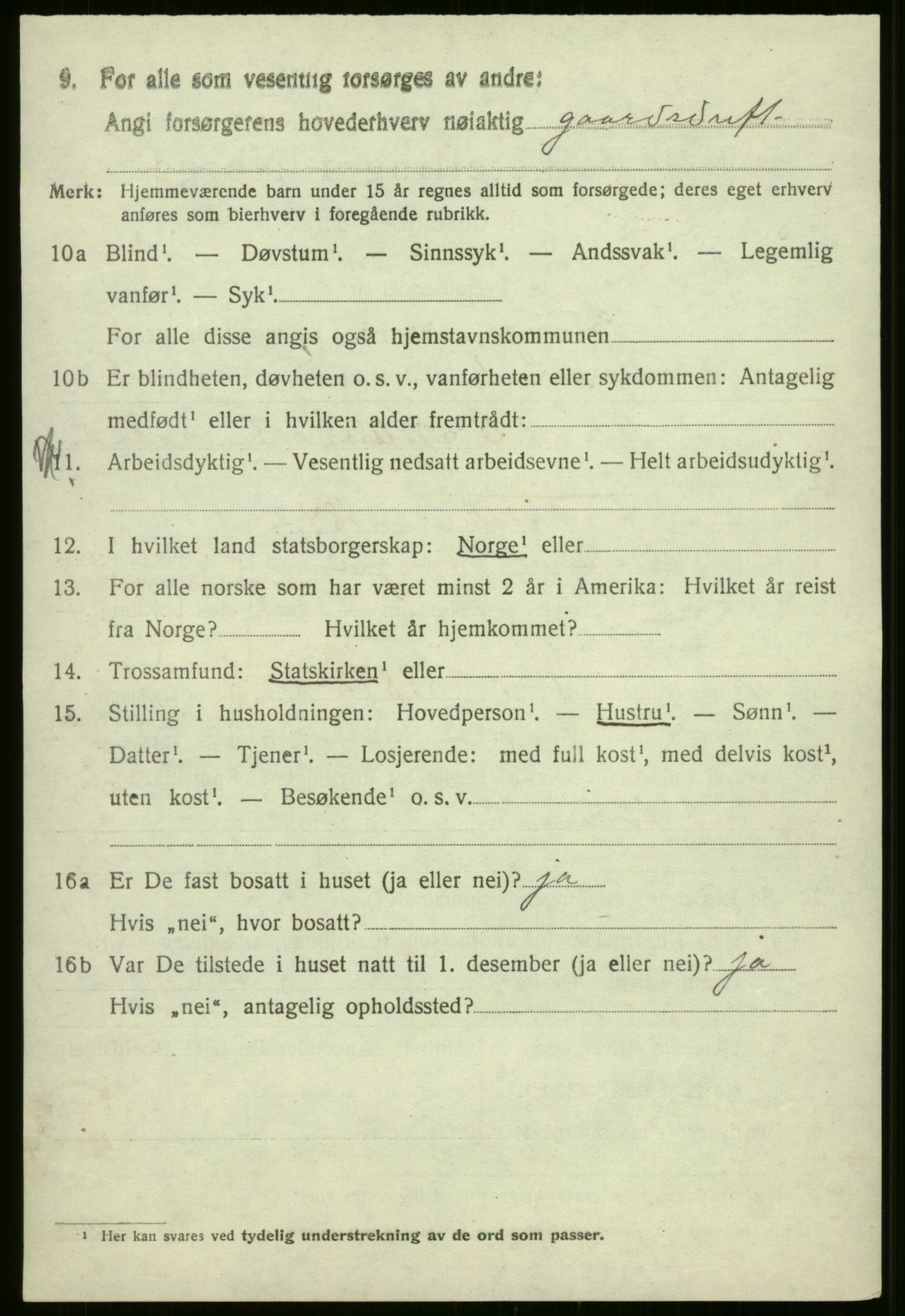 SAB, 1920 census for Evanger, 1920, p. 2494