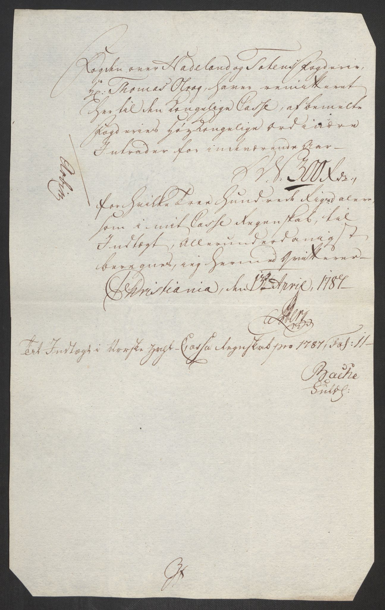 Rentekammeret inntil 1814, Reviderte regnskaper, Fogderegnskap, AV/RA-EA-4092/R19/L1374: Fogderegnskap Toten, Hadeland og Vardal, 1787, p. 424