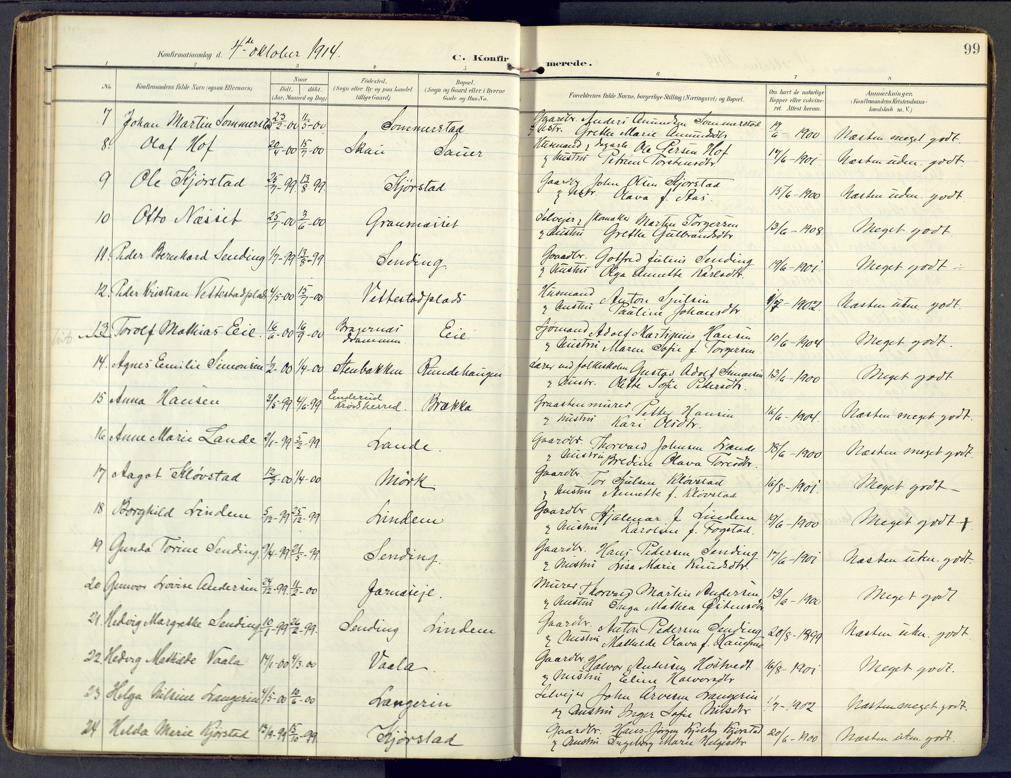 Sandsvær kirkebøker, AV/SAKO-A-244/F/Fb/L0002: Parish register (official) no. II 2, 1906-1956, p. 99