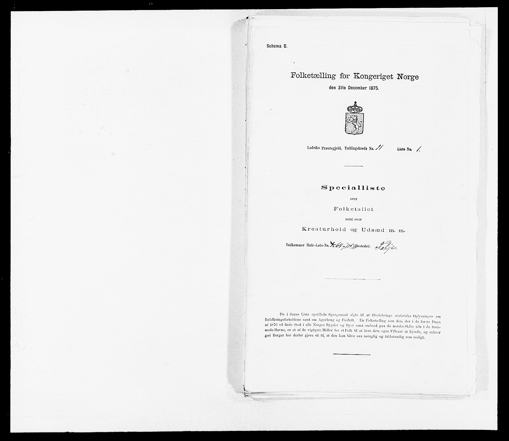 SAB, 1875 census for 1415P Lavik, 1875, p. 919