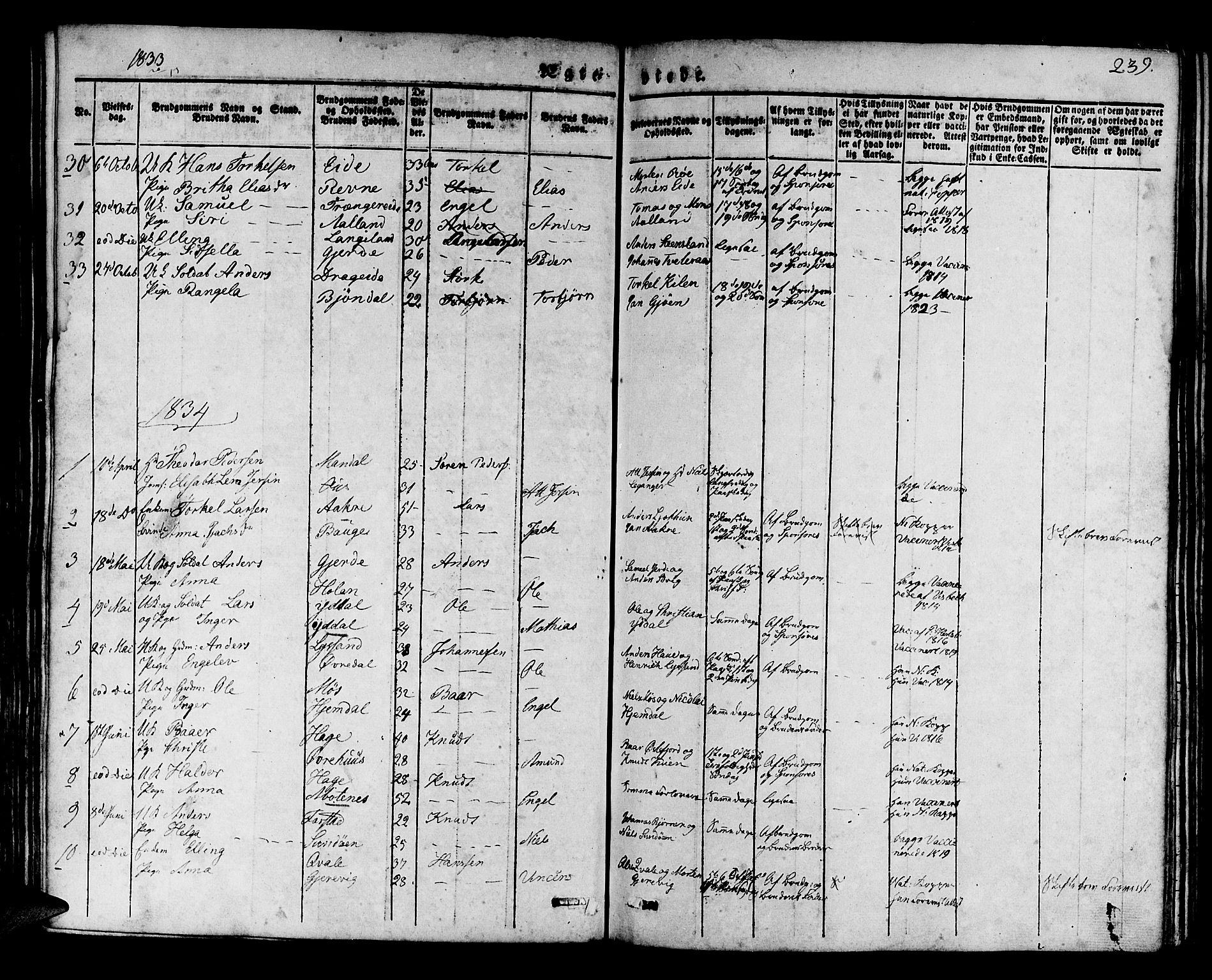 Os sokneprestembete, AV/SAB-A-99929: Parish register (official) no. A 14, 1826-1839, p. 239