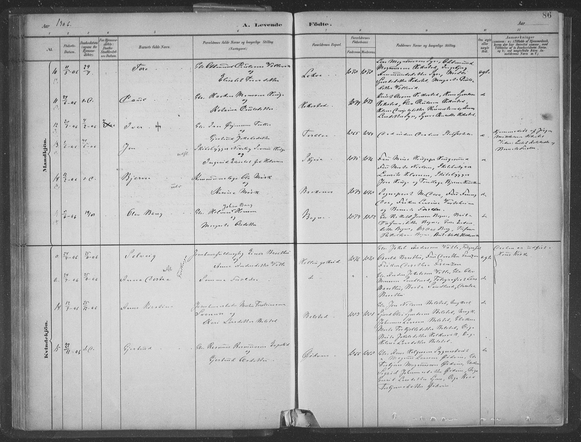Ulvik sokneprestembete, SAB/A-78801/H/Hab: Parish register (copy) no. A 3, 1883-1908, p. 86