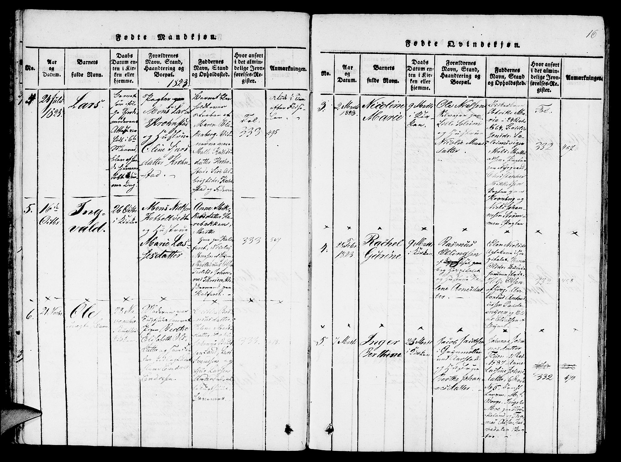 St. Jørgens hospital og Årstad sokneprestembete, AV/SAB-A-99934: Parish register (copy) no. A 1, 1816-1843, p. 16