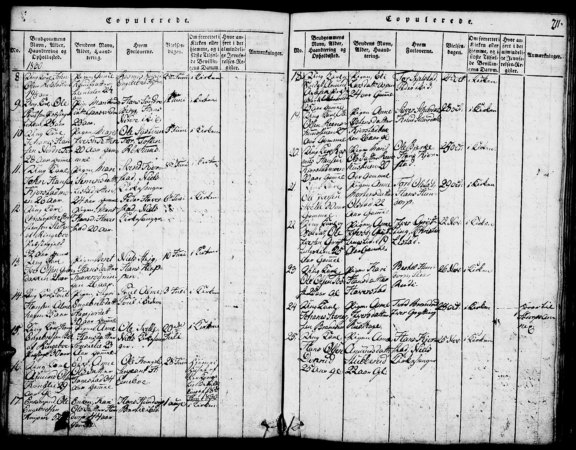 Fron prestekontor, SAH/PREST-078/H/Ha/Hab/L0001: Parish register (copy) no. 1, 1816-1843, p. 211