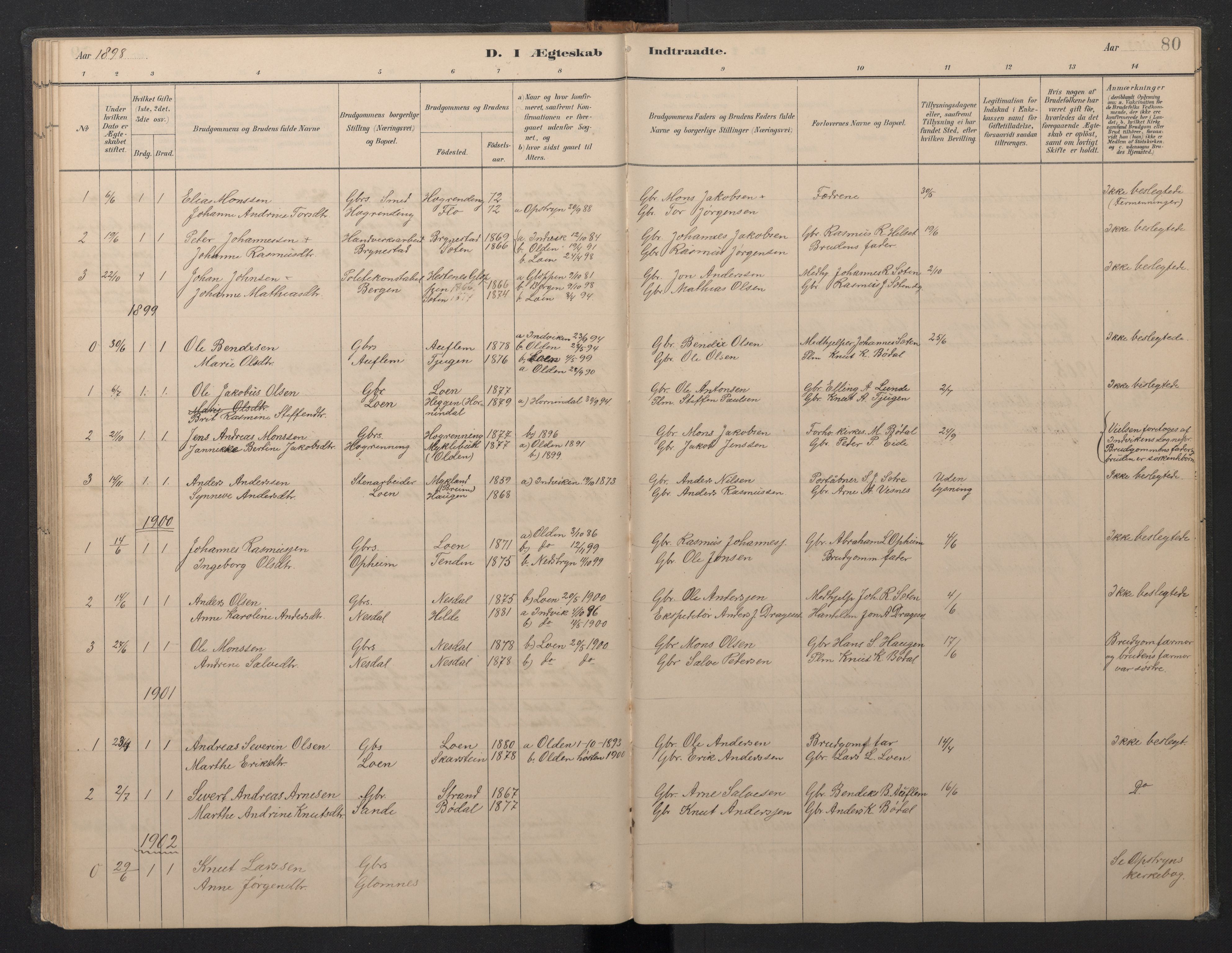 Stryn Sokneprestembete, AV/SAB-A-82501: Parish register (copy) no. B 3, 1881-1918, p. 79b-80a