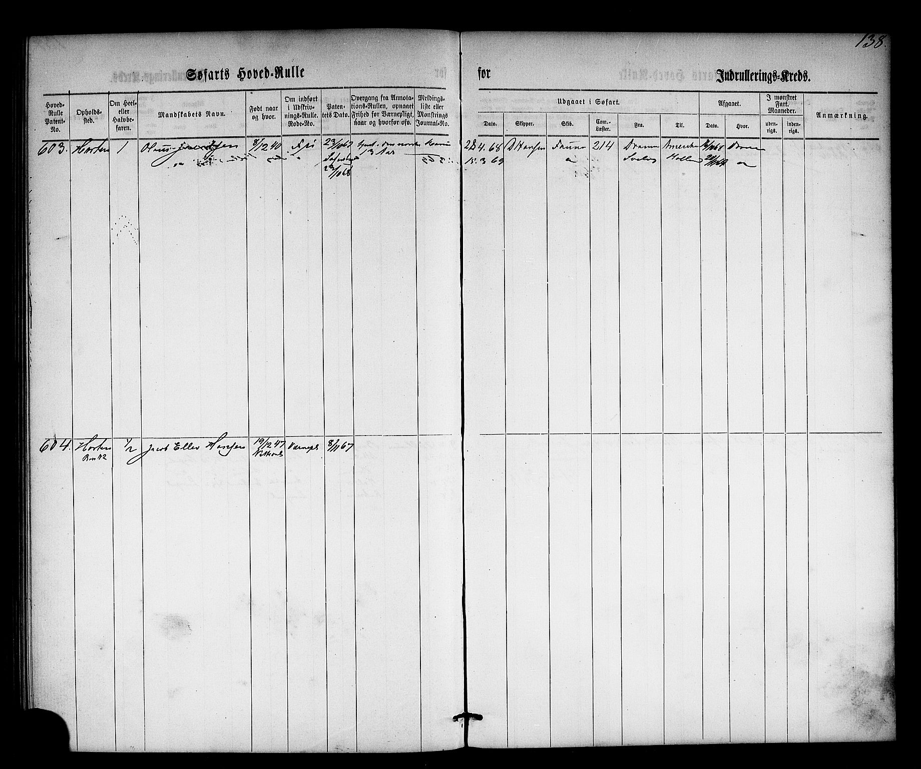 Horten innrulleringskontor, SAKO/A-785/F/Fc/L0002: Hovedrulle, 1861-1868, p. 157