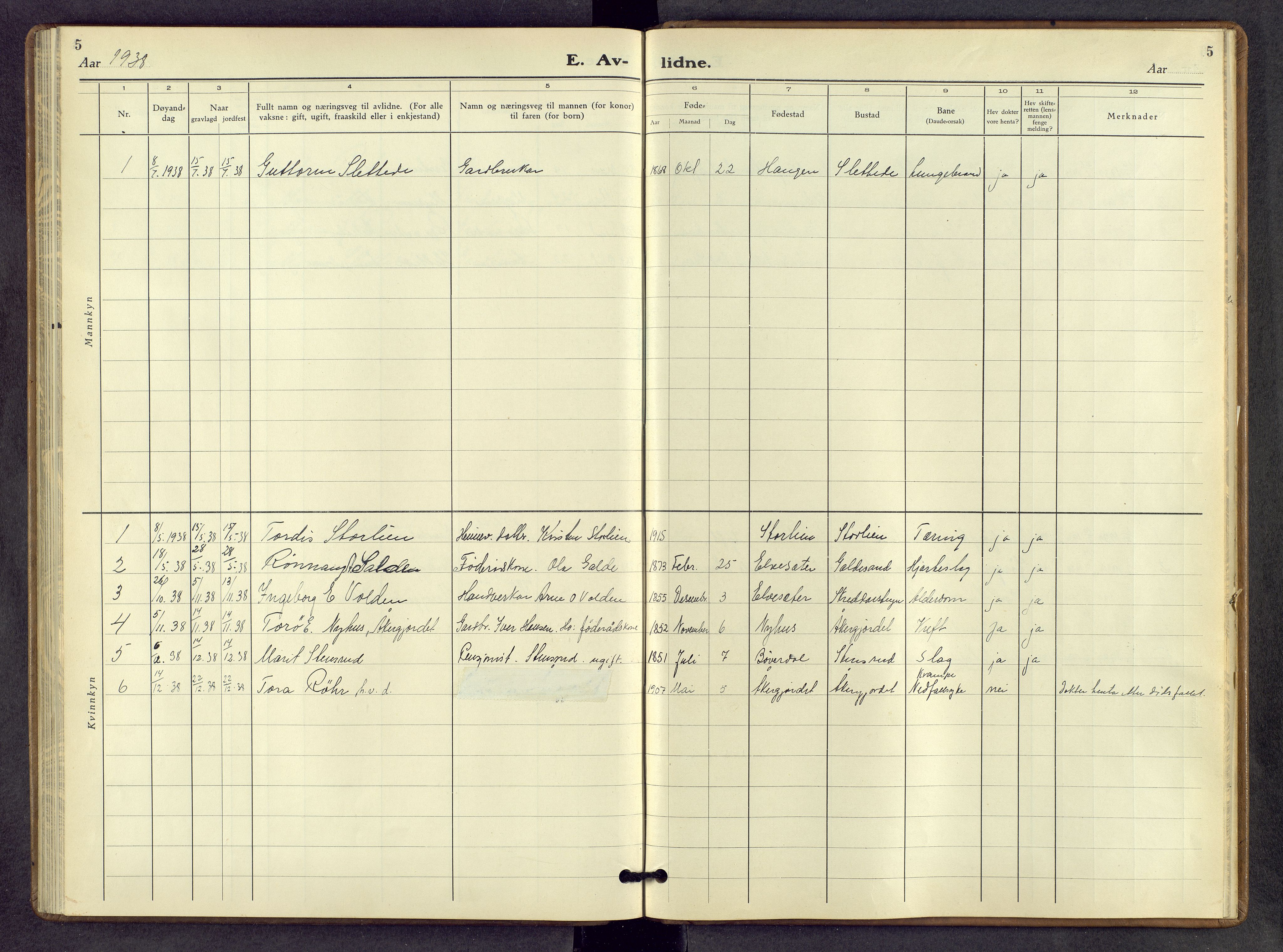 Lom prestekontor, AV/SAH-PREST-070/L/L0008: Parish register (copy) no. 8, 1933-1966, p. 5