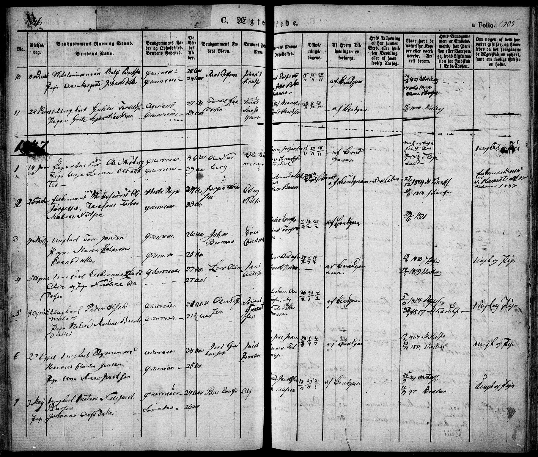 Risør sokneprestkontor, AV/SAK-1111-0035/F/Fa/L0003: Parish register (official) no. A 3, 1838-1864, p. 305