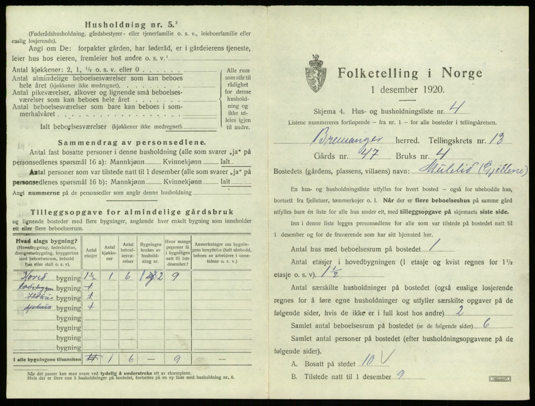 SAB, 1920 census for Bremanger, 1920, p. 897