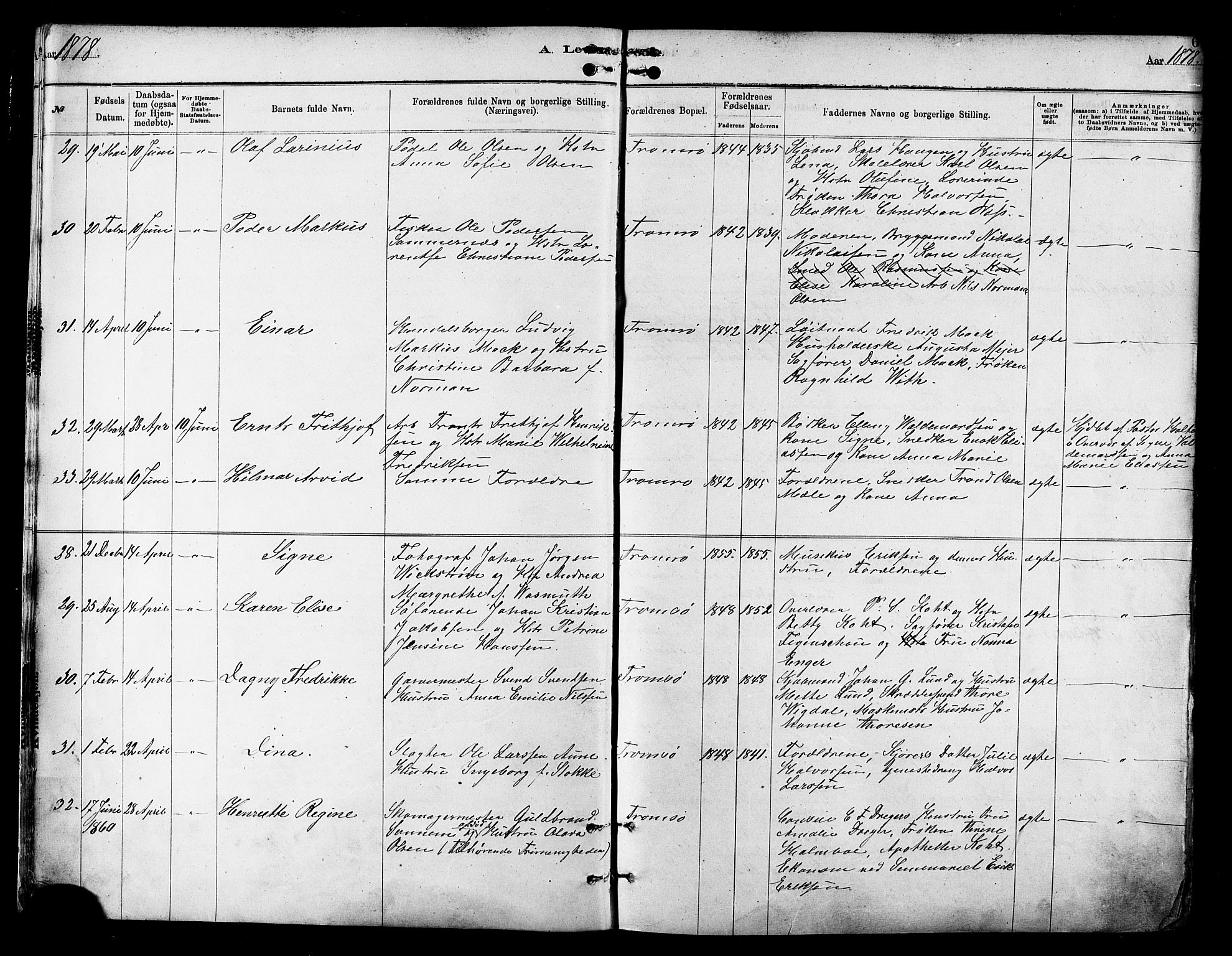 Tromsø sokneprestkontor/stiftsprosti/domprosti, SATØ/S-1343/G/Ga/L0014kirke: Parish register (official) no. 14, 1878-1888, p. 6