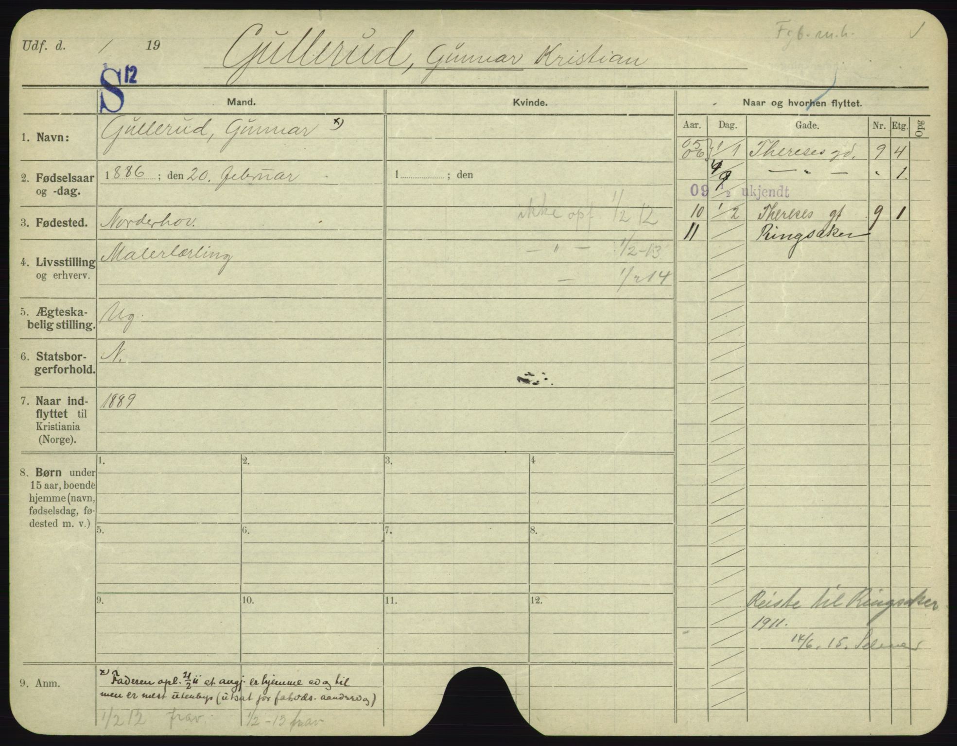 Oslo folkeregister, Registerkort, AV/SAO-A-11715/F/Fa/Fac/L0003: Menn, 1906-1914, p. 775a