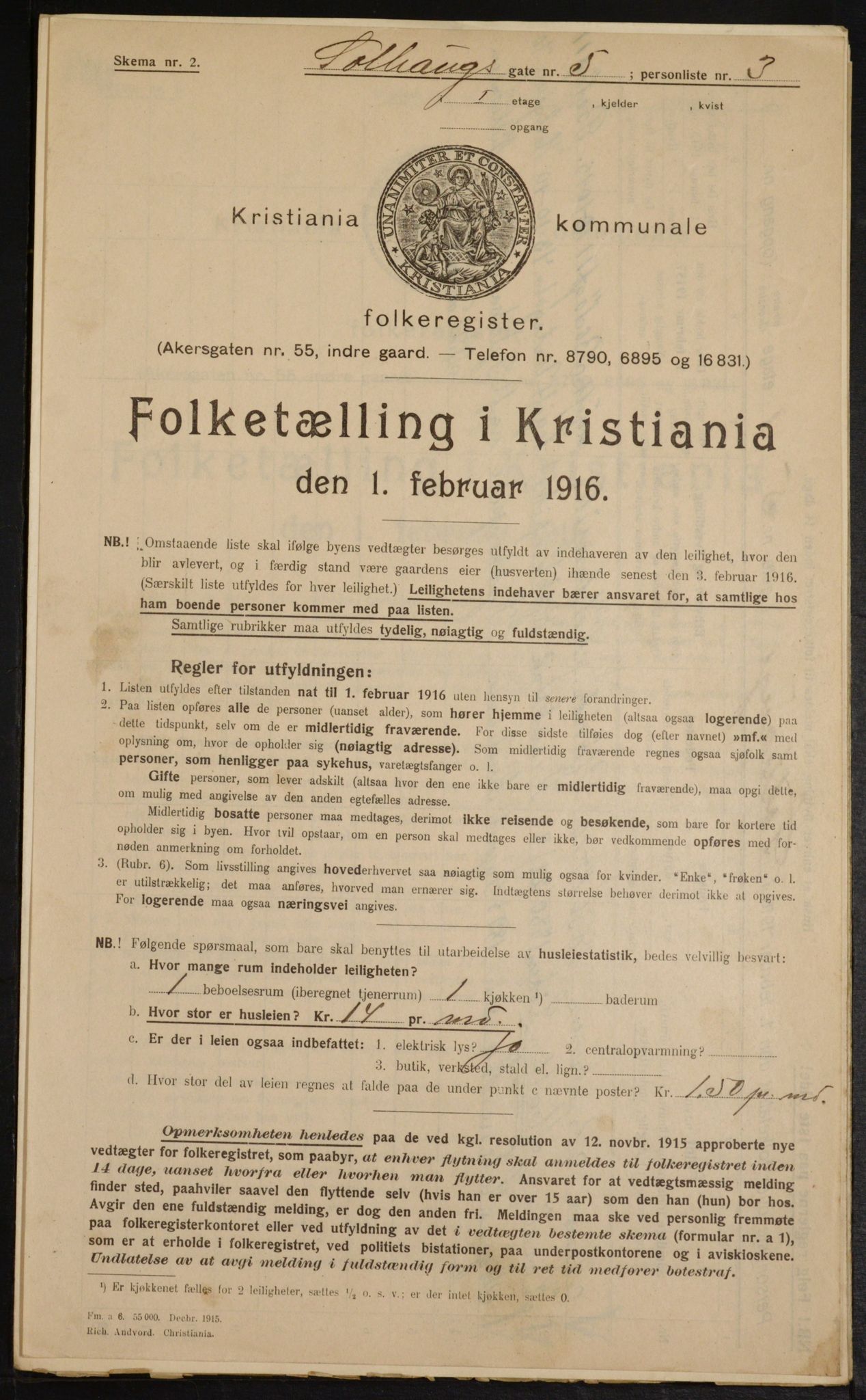 OBA, Municipal Census 1916 for Kristiania, 1916, p. 101907