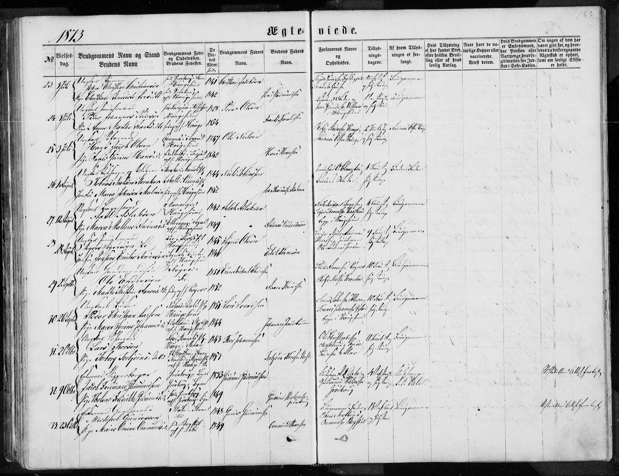 Torvastad sokneprestkontor, SAST/A -101857/H/Ha/Haa/L0012: Parish register (official) no. A 12.1, 1867-1877, p. 184
