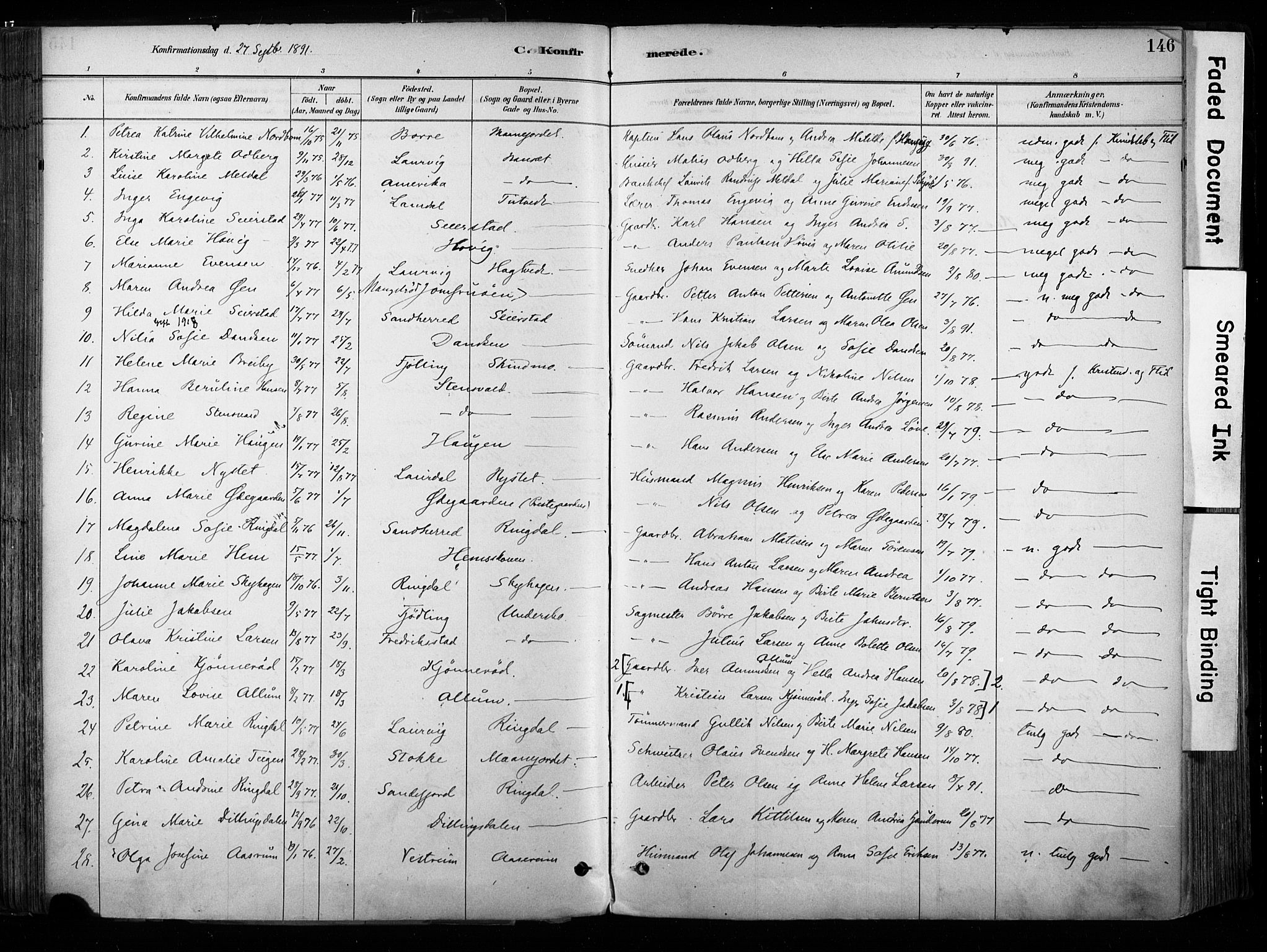 Hedrum kirkebøker, AV/SAKO-A-344/F/Fa/L0009: Parish register (official) no. I 9, 1881-1903, p. 146