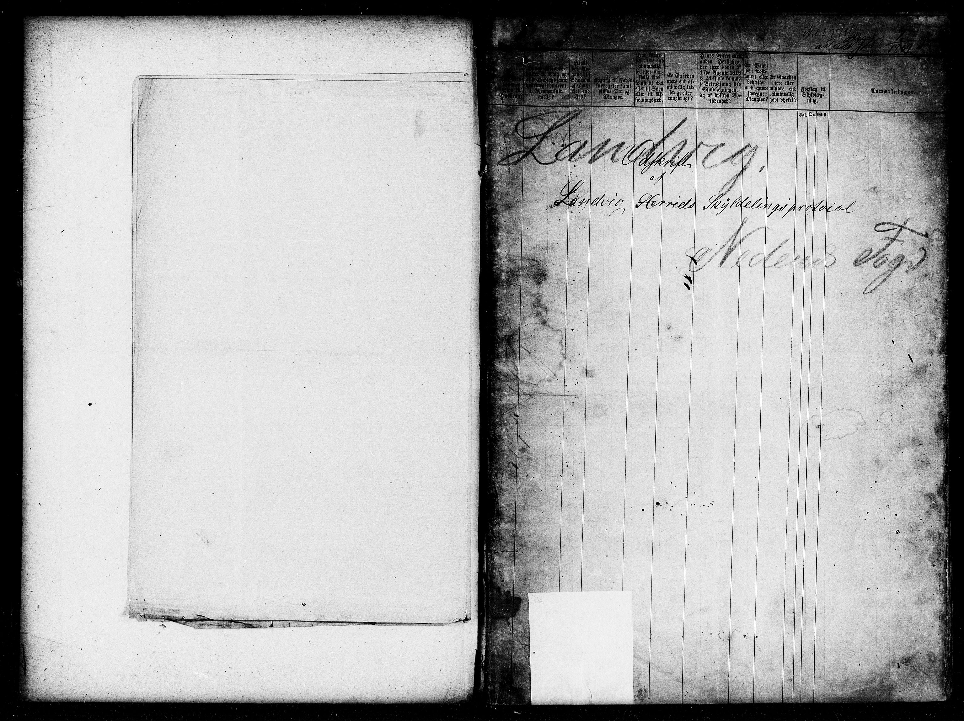 Matrikkelrevisjonen av 1863, AV/RA-S-1530/F/Fe/L0159: Landvik, 1863