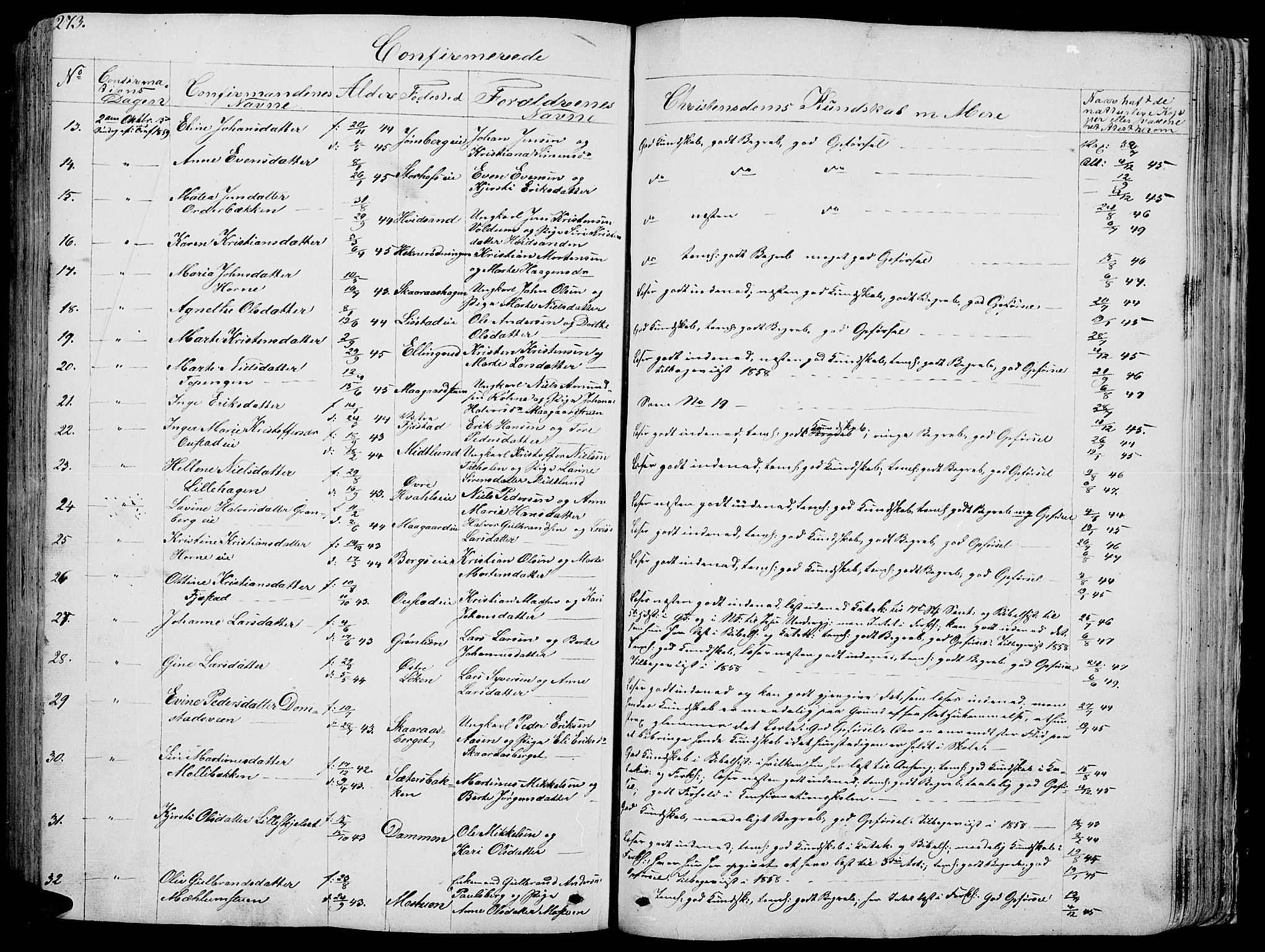 Romedal prestekontor, AV/SAH-PREST-004/L/L0009: Parish register (copy) no. 9, 1846-1866, p. 273