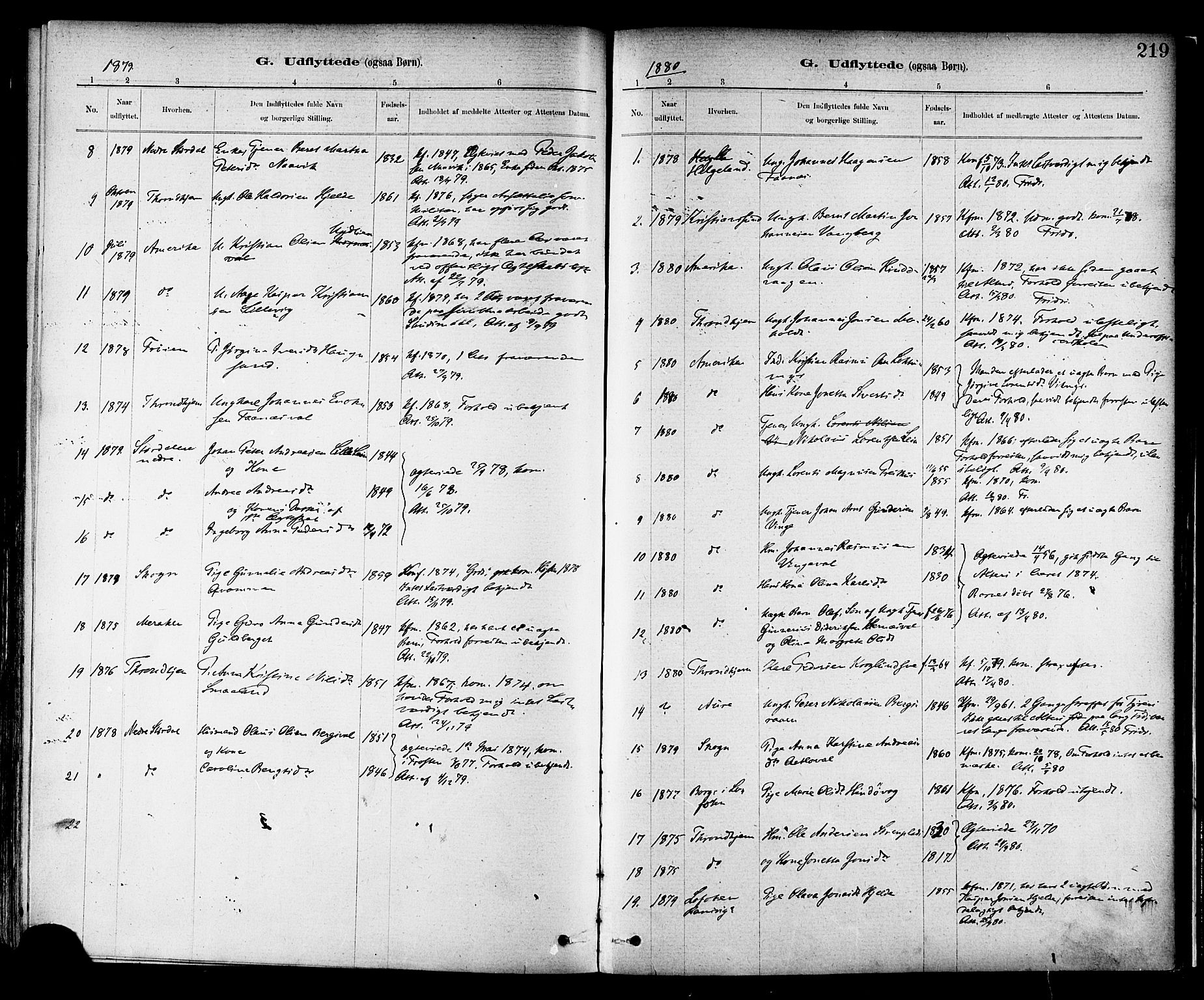 Ministerialprotokoller, klokkerbøker og fødselsregistre - Nord-Trøndelag, SAT/A-1458/713/L0120: Parish register (official) no. 713A09, 1878-1887, p. 219