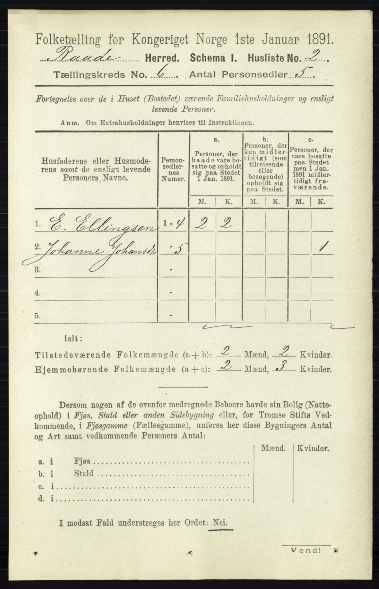 RA, 1891 census for 0135 Råde, 1891, p. 3081