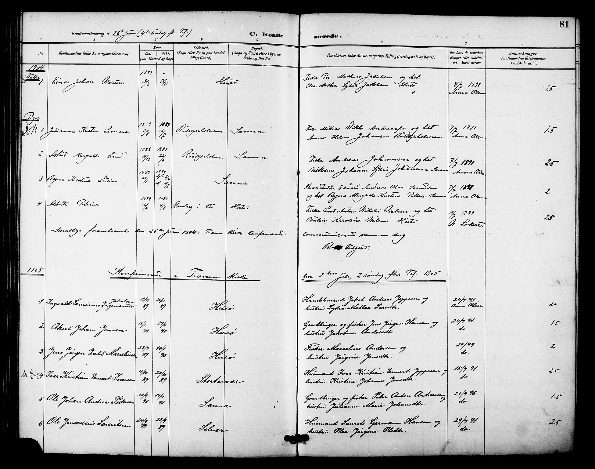 Ministerialprotokoller, klokkerbøker og fødselsregistre - Nordland, SAT/A-1459/840/L0580: Parish register (official) no. 840A02, 1887-1909, p. 81