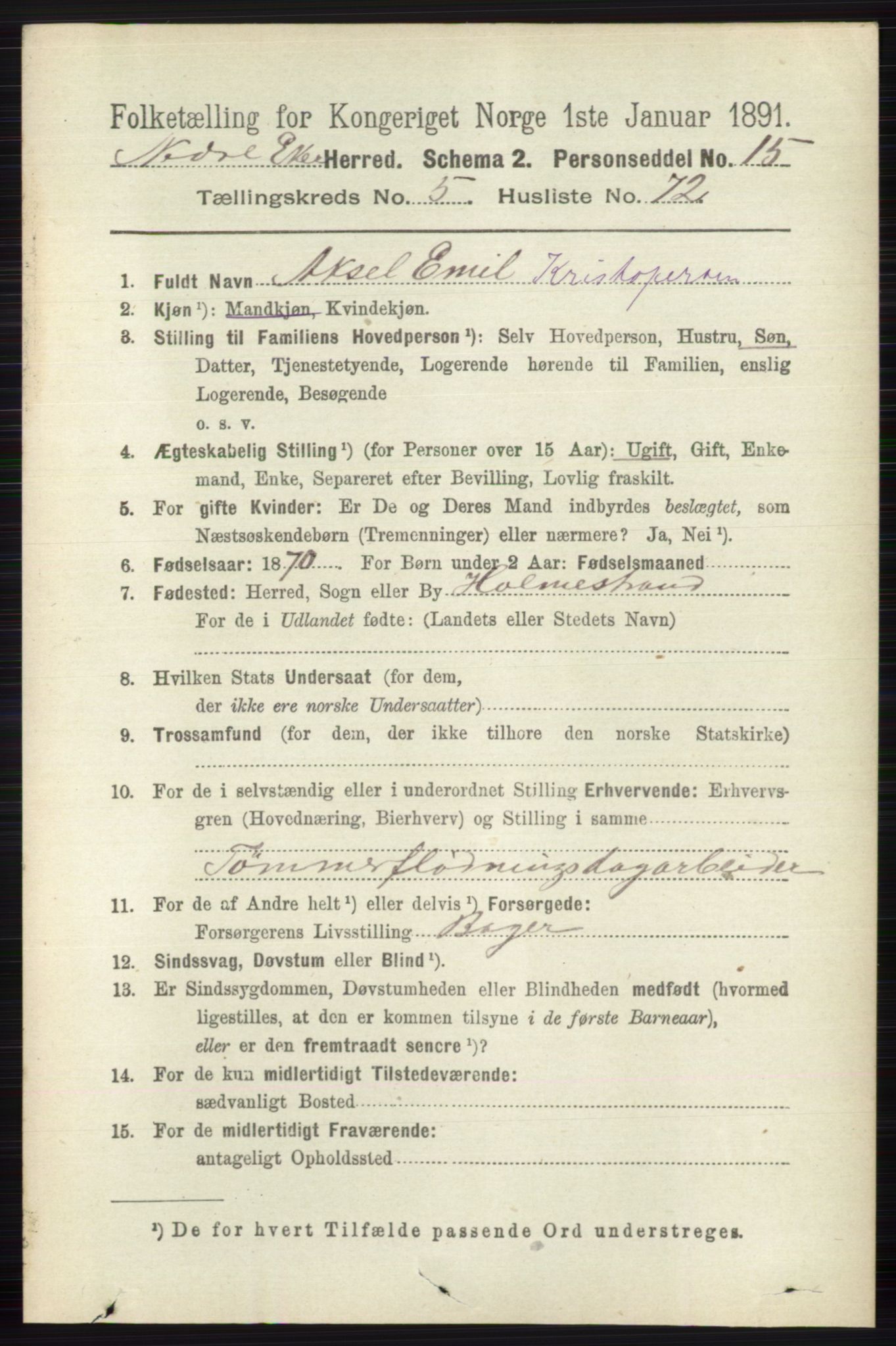 RA, 1891 census for 0625 Nedre Eiker, 1891, p. 2773