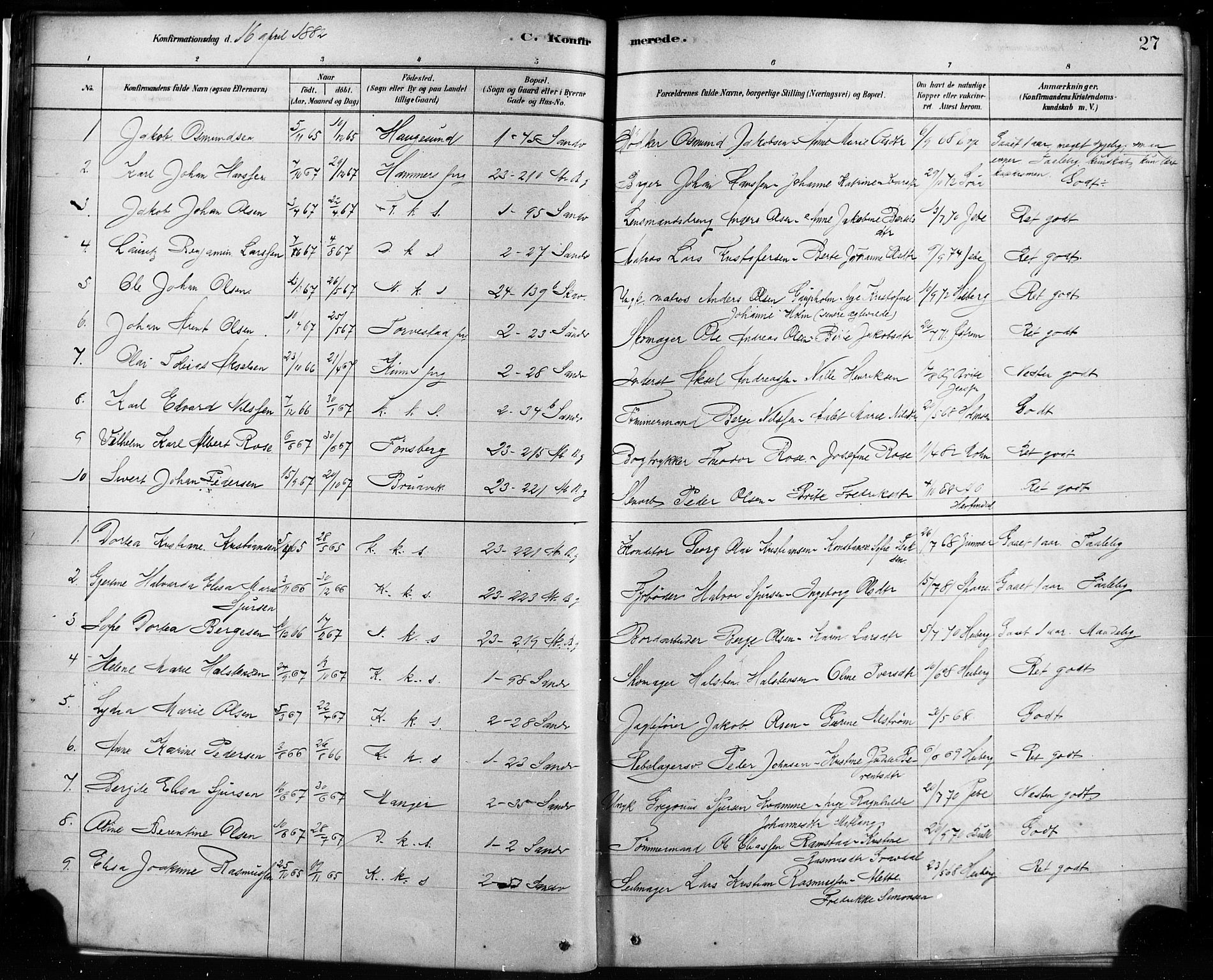 Sandviken Sokneprestembete, SAB/A-77601/H/Ha/L0002: Parish register (official) no. A 2, 1878-1896, p. 27