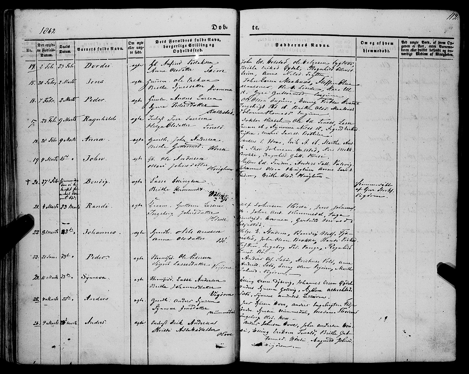 Vik sokneprestembete, AV/SAB-A-81501/H/Haa/Haaa/L0008: Parish register (official) no. A 8, 1846-1865, p. 112