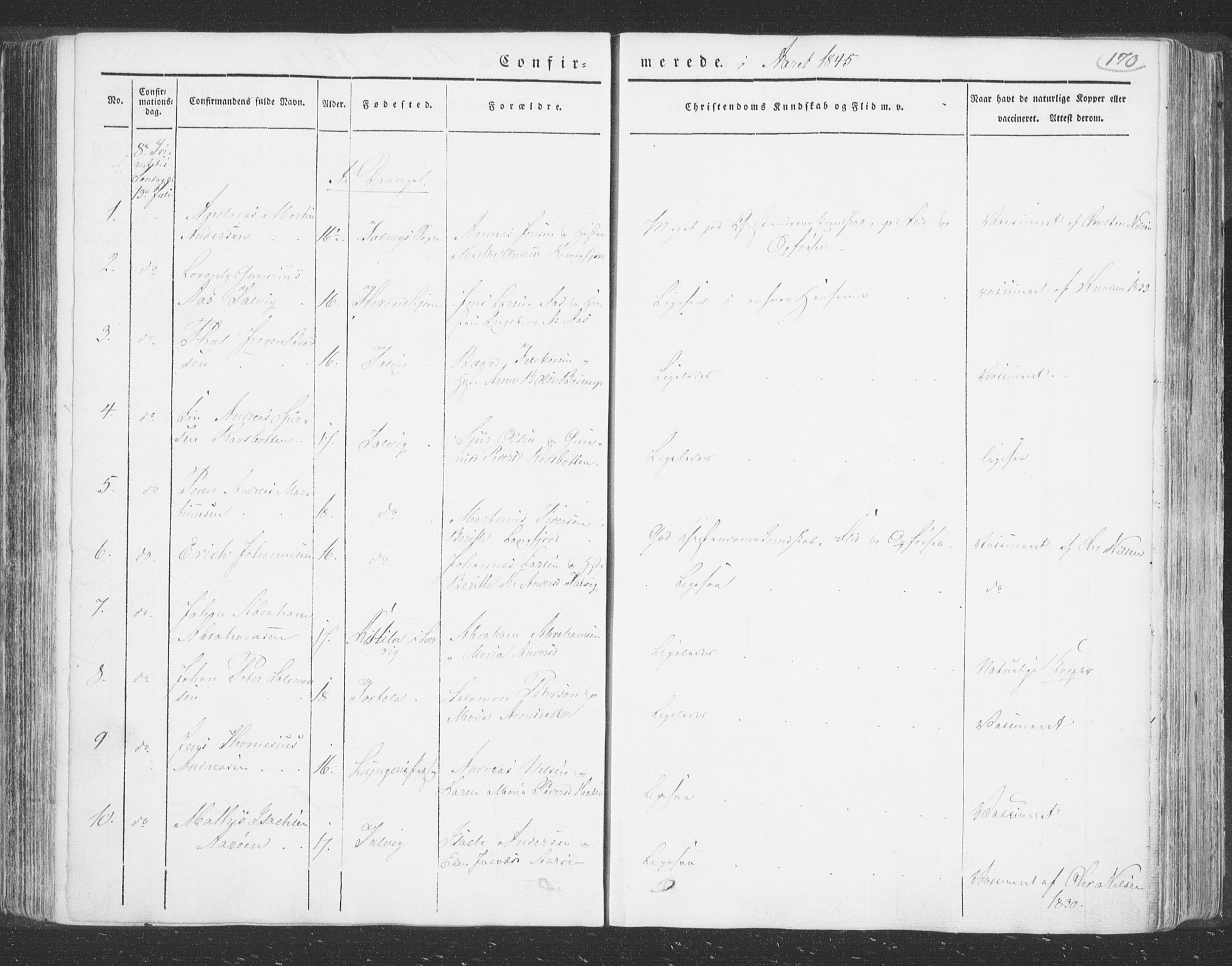 Talvik sokneprestkontor, AV/SATØ-S-1337/H/Ha/L0009kirke: Parish register (official) no. 9, 1837-1852, p. 170