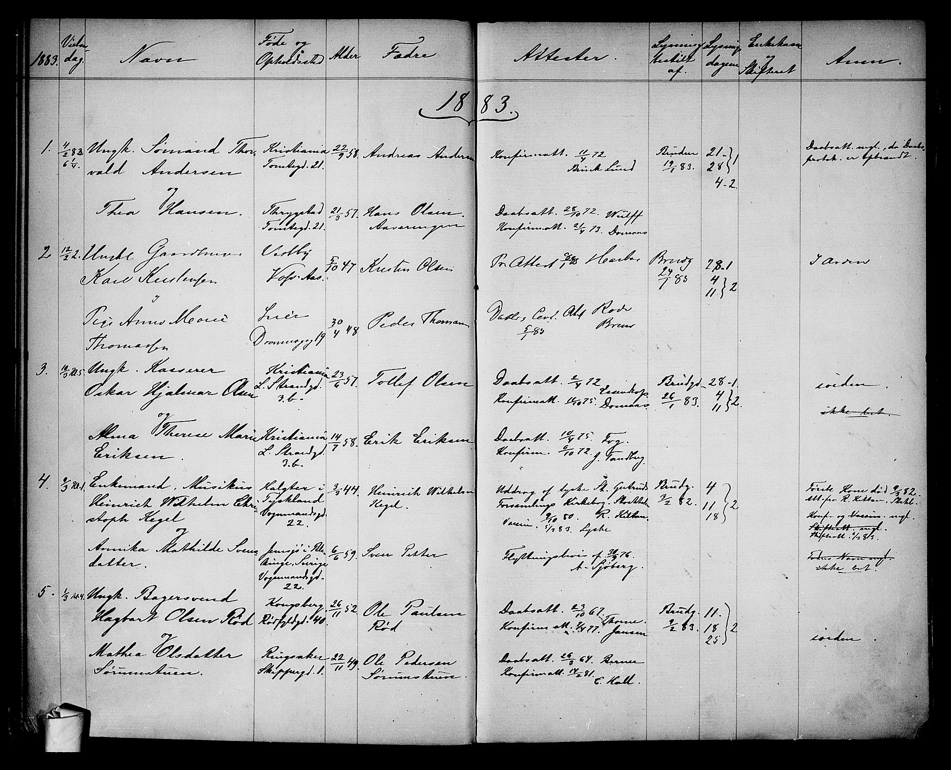 Oslo domkirke Kirkebøker, AV/SAO-A-10752/H/Ha/L0003: Banns register no. 3, 1870-1888