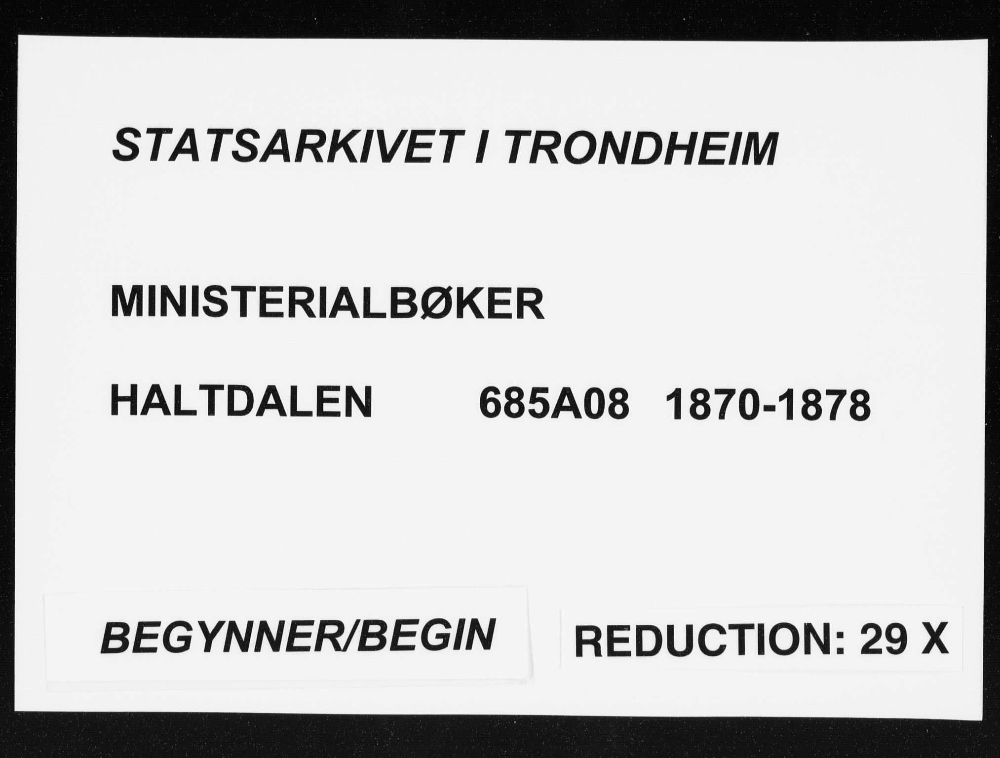 Ministerialprotokoller, klokkerbøker og fødselsregistre - Sør-Trøndelag, SAT/A-1456/685/L0969: Parish register (official) no. 685A08 /1, 1870-1878