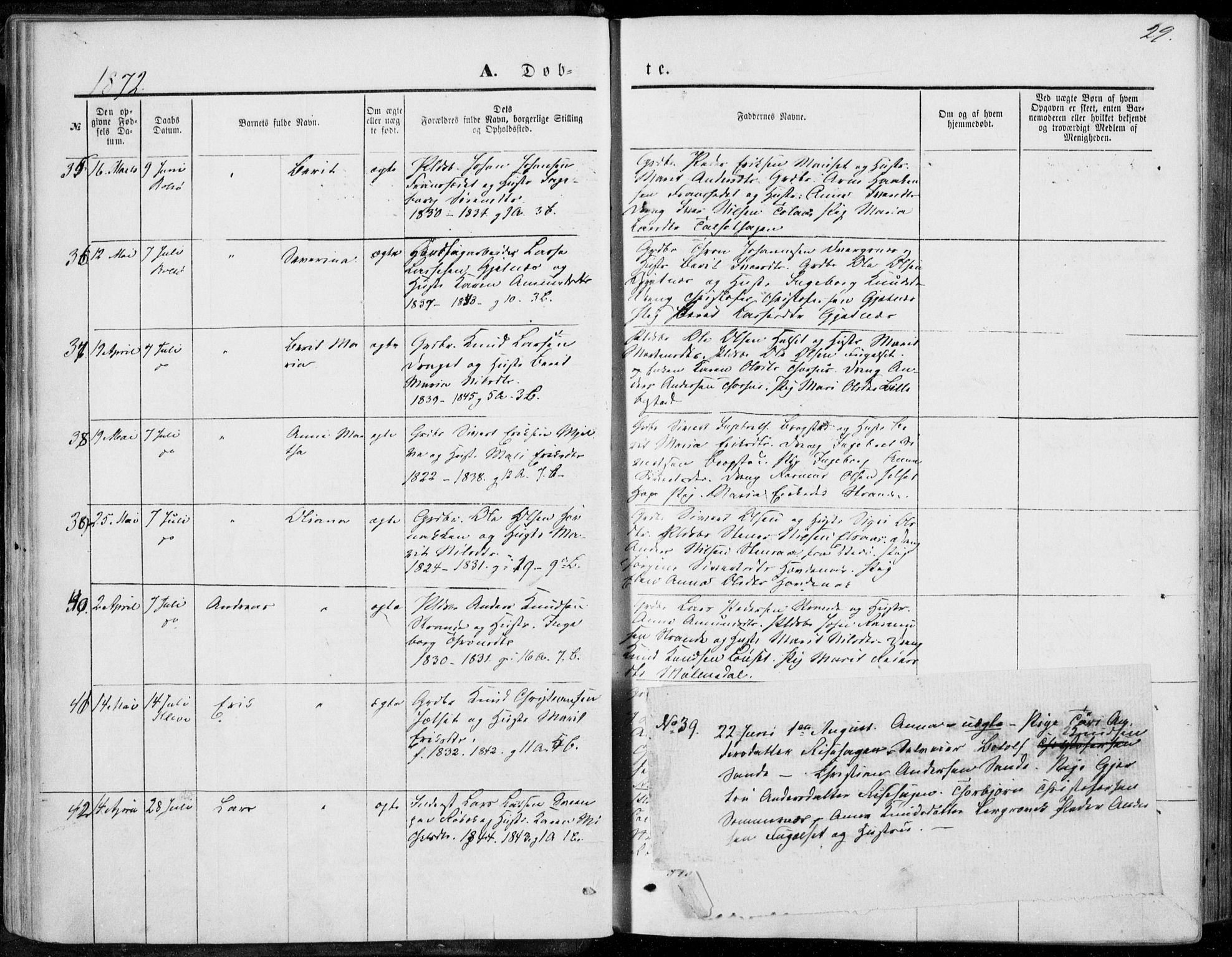 Ministerialprotokoller, klokkerbøker og fødselsregistre - Møre og Romsdal, SAT/A-1454/555/L0655: Parish register (official) no. 555A05, 1869-1886, p. 29