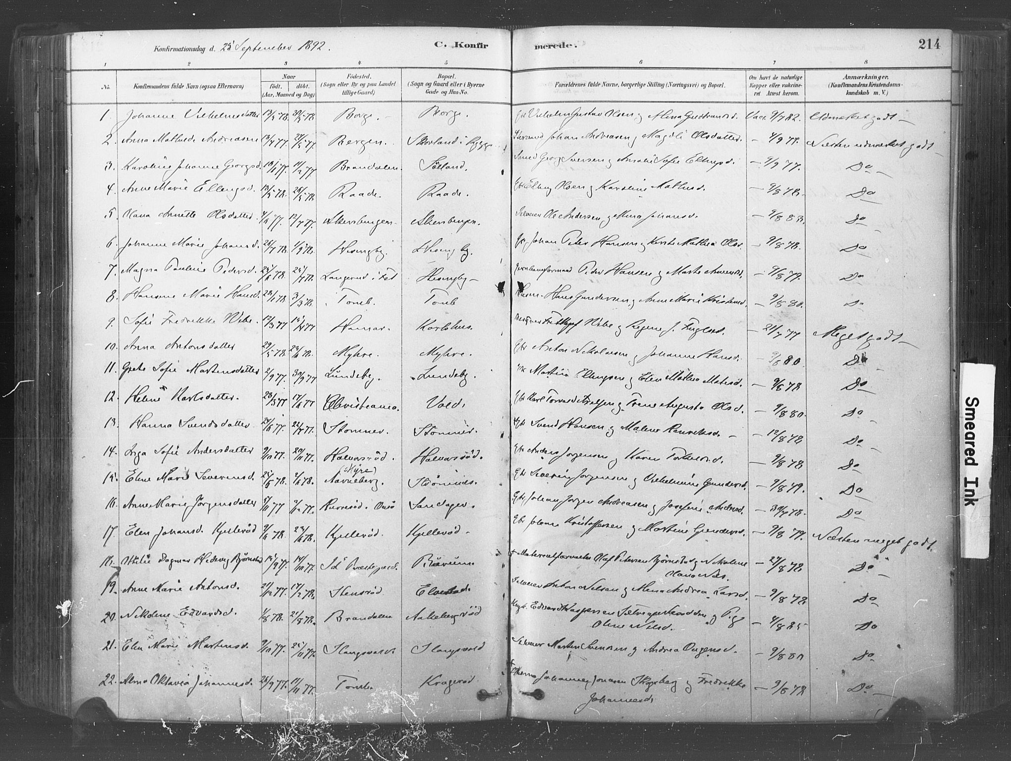 Råde prestekontor kirkebøker, SAO/A-2009/F/Fa/L0007: Parish register (official) no. 7, 1878-1902, p. 214