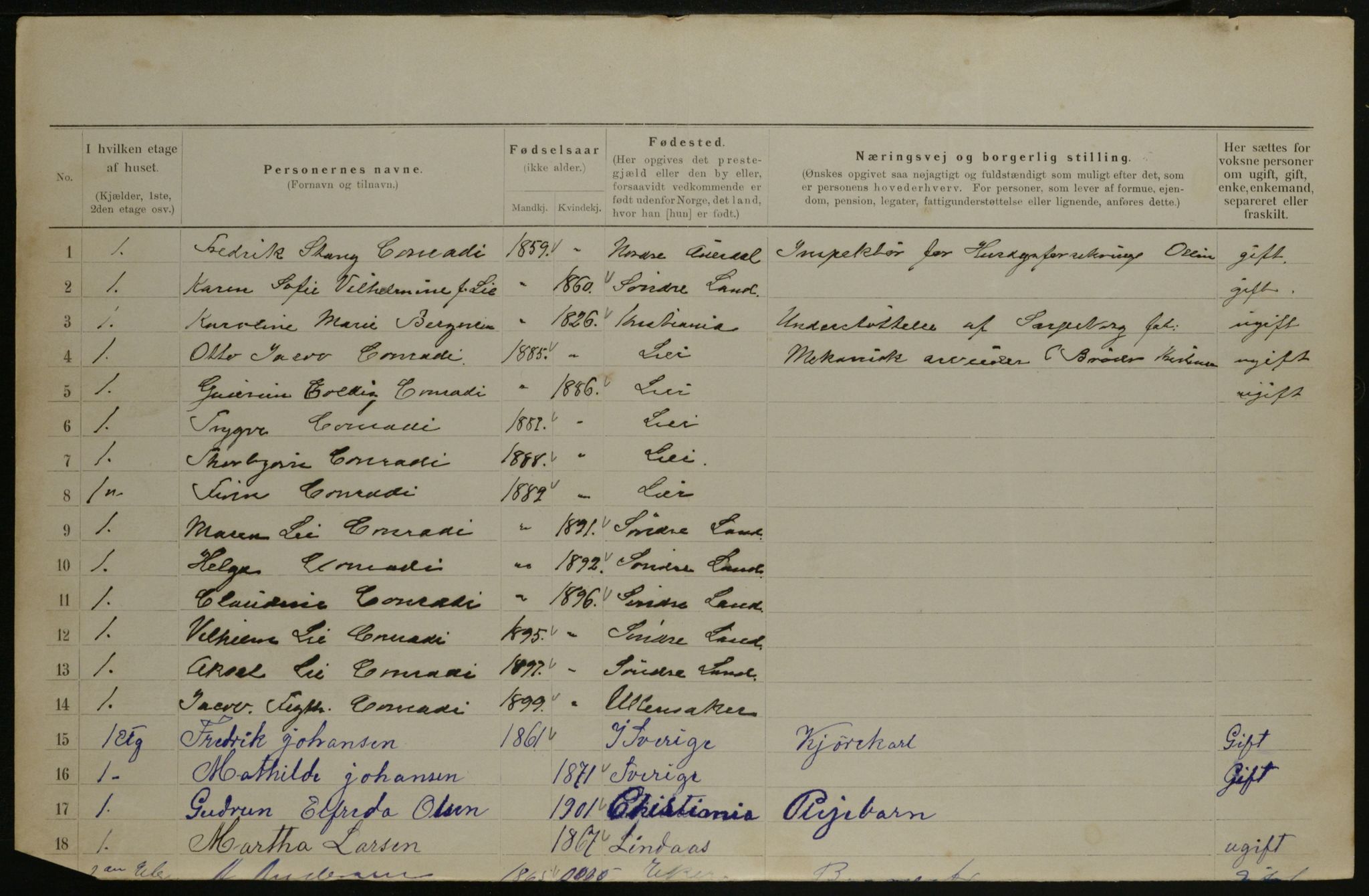 OBA, Municipal Census 1901 for Kristiania, 1901, p. 7922