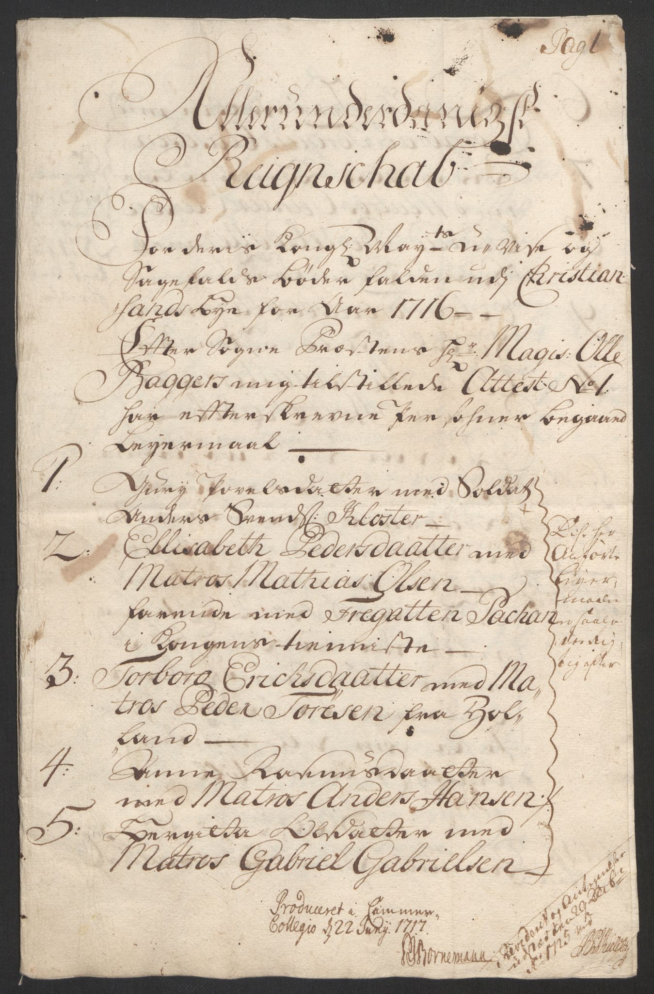 Rentekammeret inntil 1814, Reviderte regnskaper, Byregnskaper, RA/EA-4066/R/Rm/L0285: [M18] Sikt og sakefall, 1681-1718, p. 517