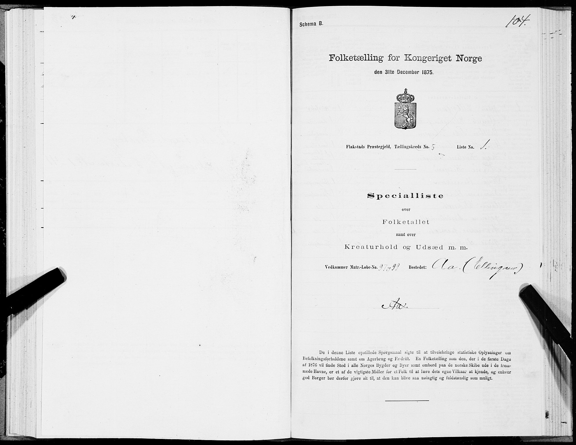 SAT, 1875 census for 1859P Flakstad, 1875, p. 2104