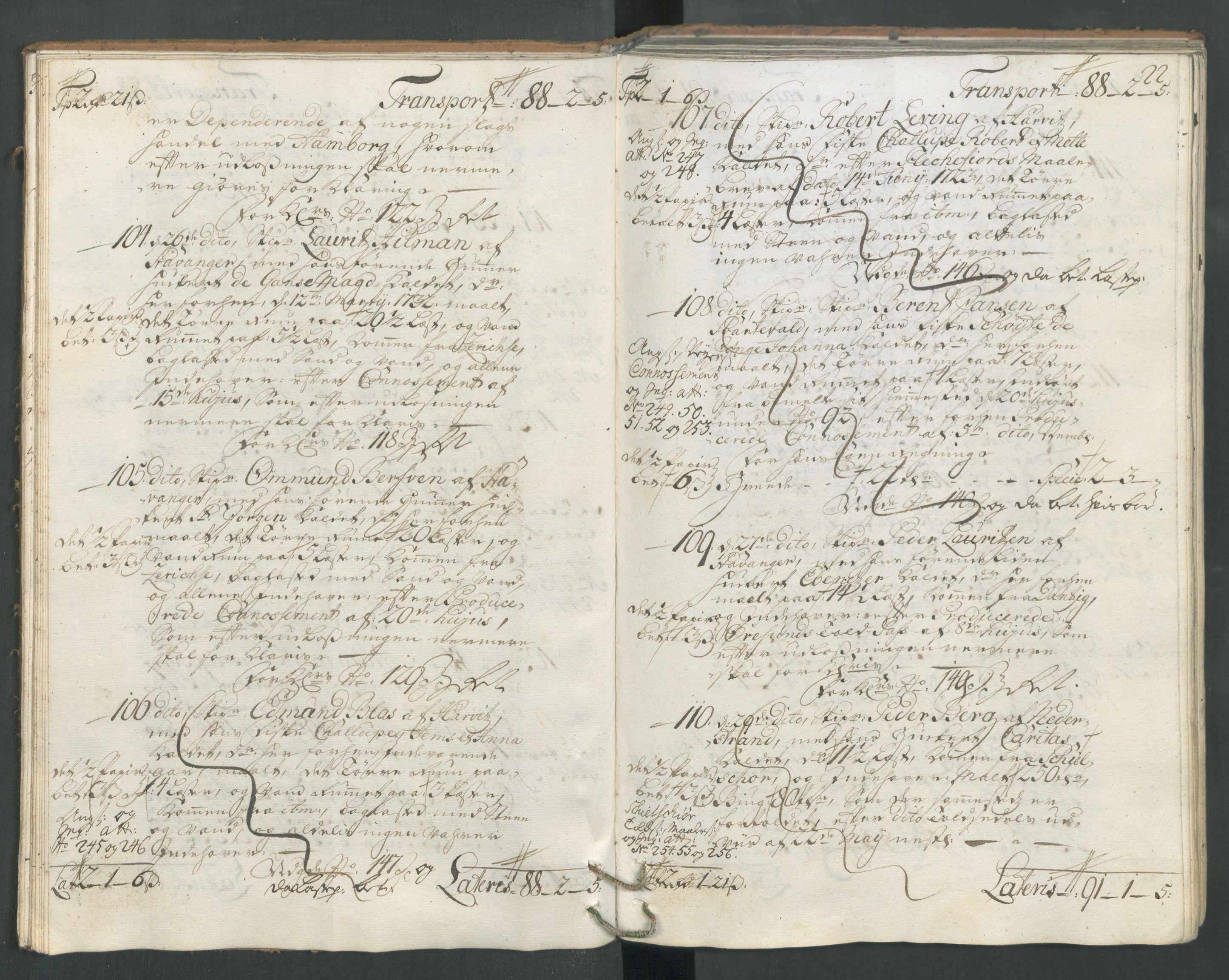 Generaltollkammeret, tollregnskaper, AV/RA-EA-5490/R22/L0012/0001: Tollregnskaper Stavanger / Hovedtollbok, 1733, p. 21b-22a