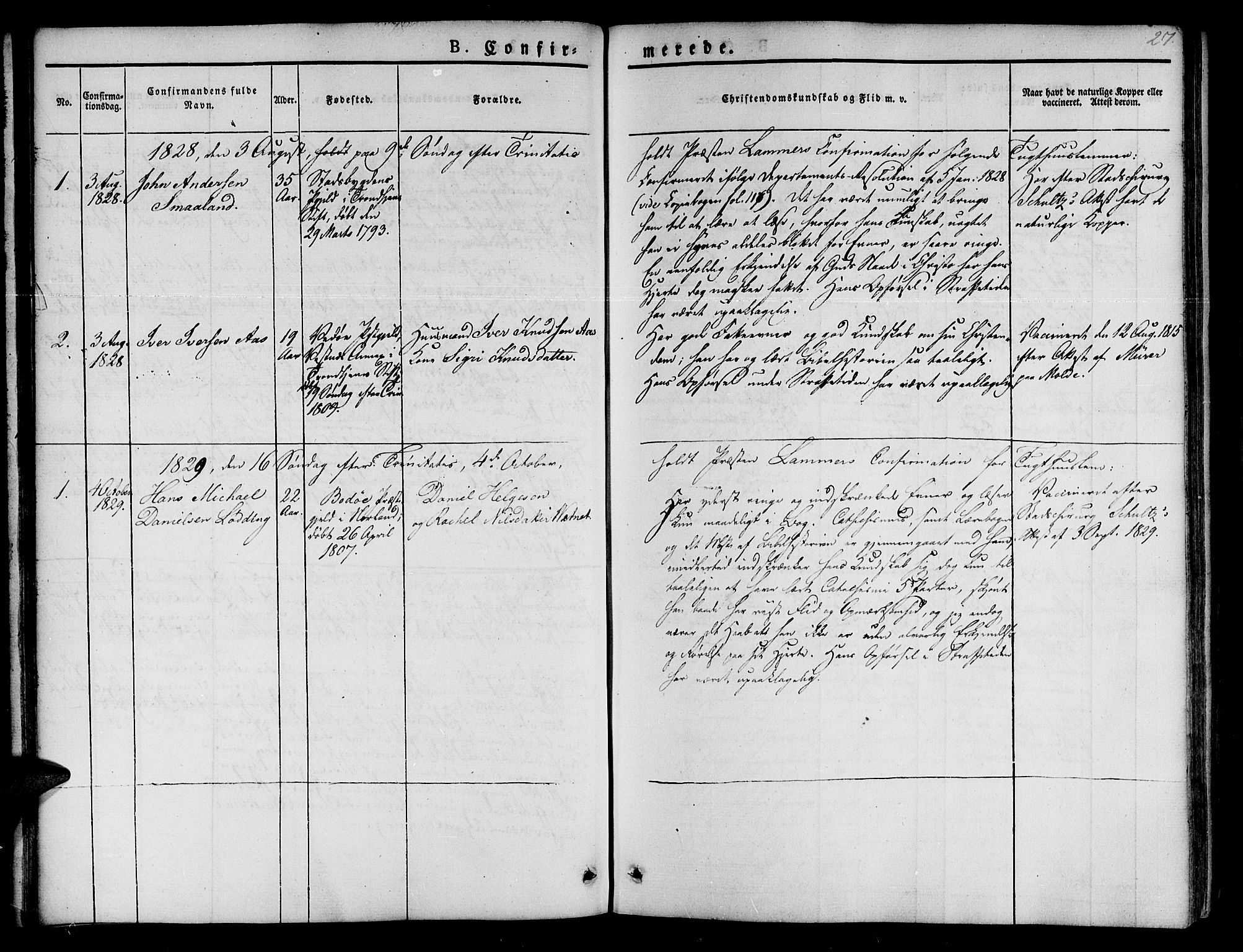 Ministerialprotokoller, klokkerbøker og fødselsregistre - Sør-Trøndelag, SAT/A-1456/623/L0468: Parish register (official) no. 623A02, 1826-1867, p. 27