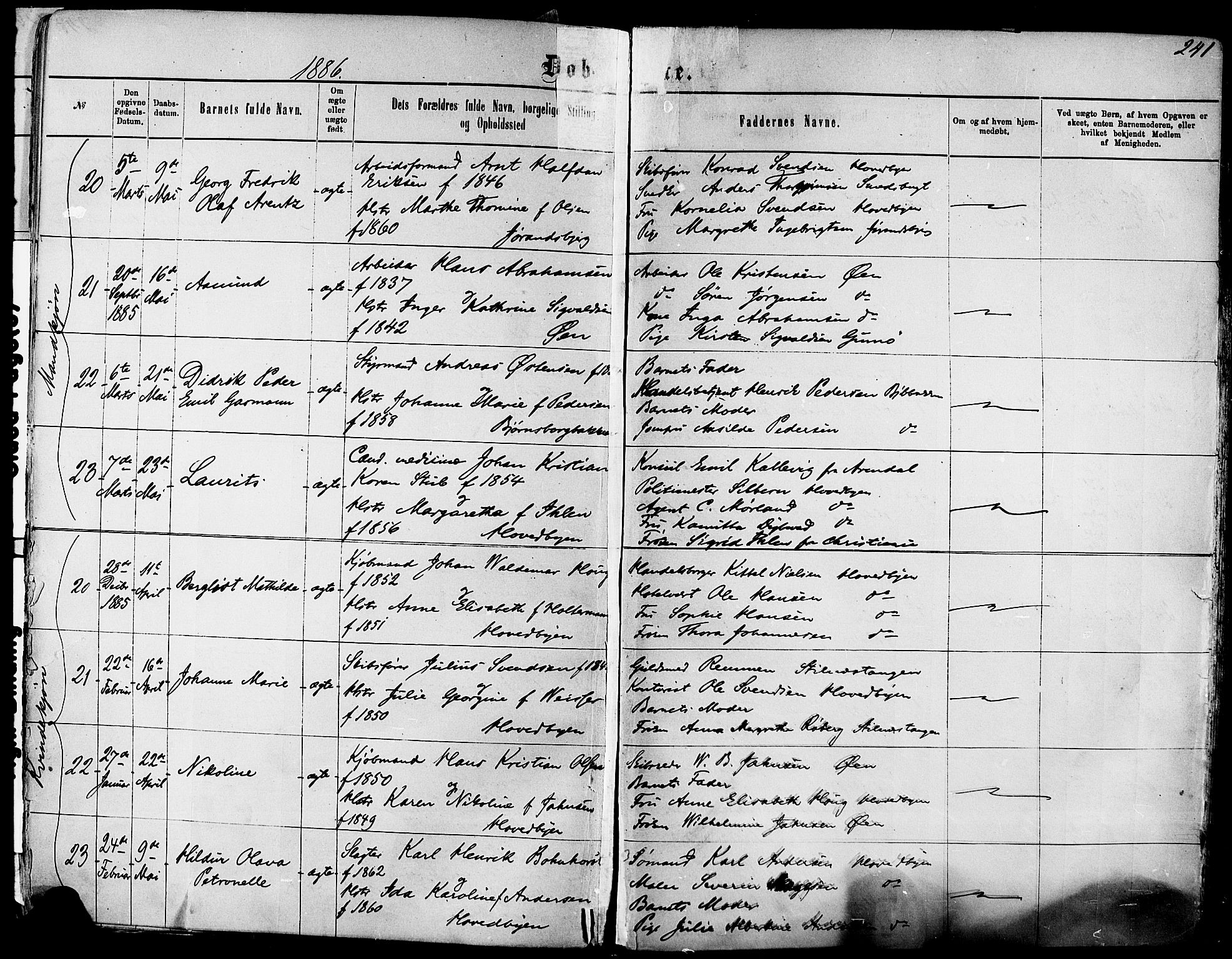 Kragerø kirkebøker, AV/SAKO-A-278/F/Fa/L0011: Parish register (official) no. 11, 1875-1886, p. 241