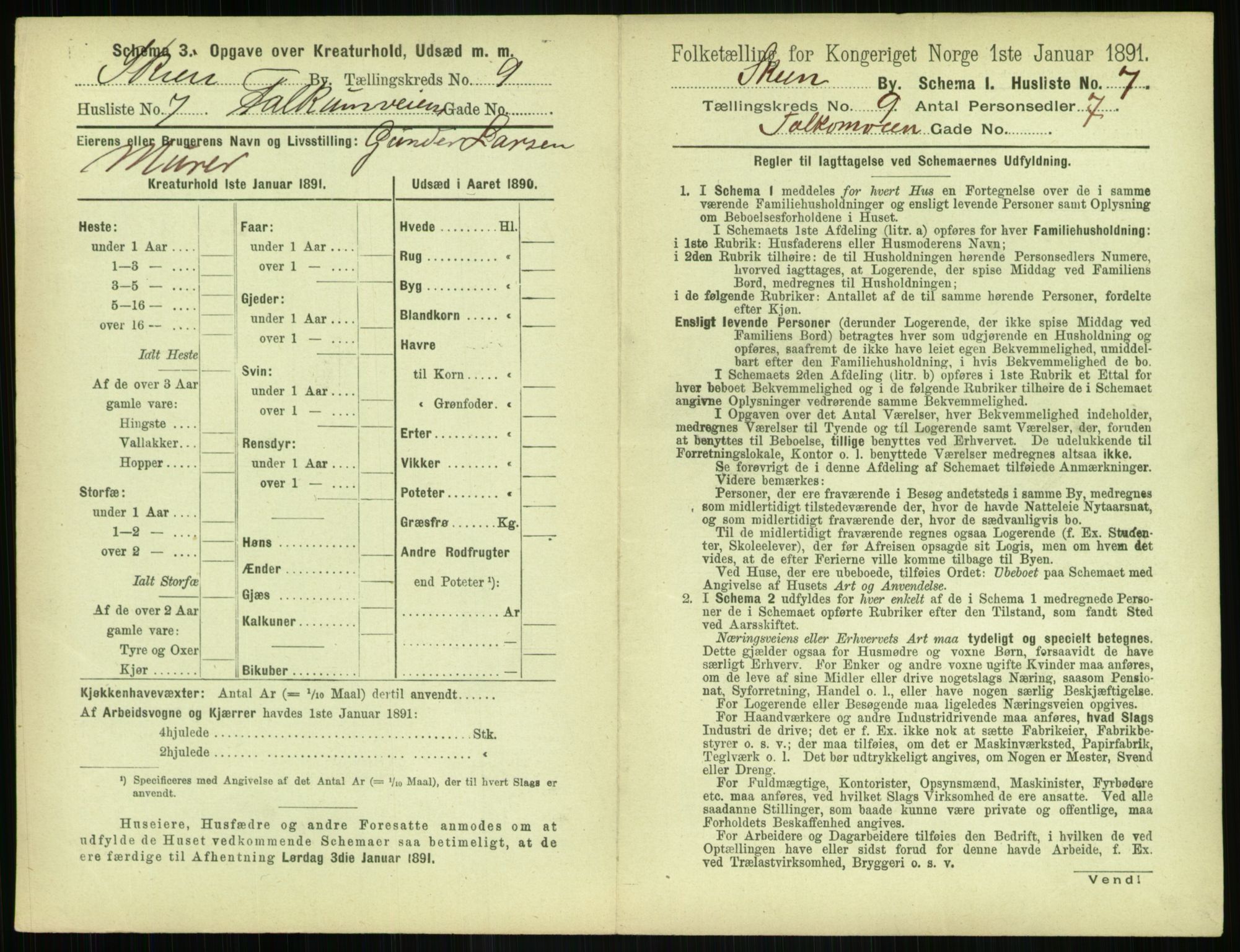 RA, 1891 census for 0806 Skien, 1891, p. 400