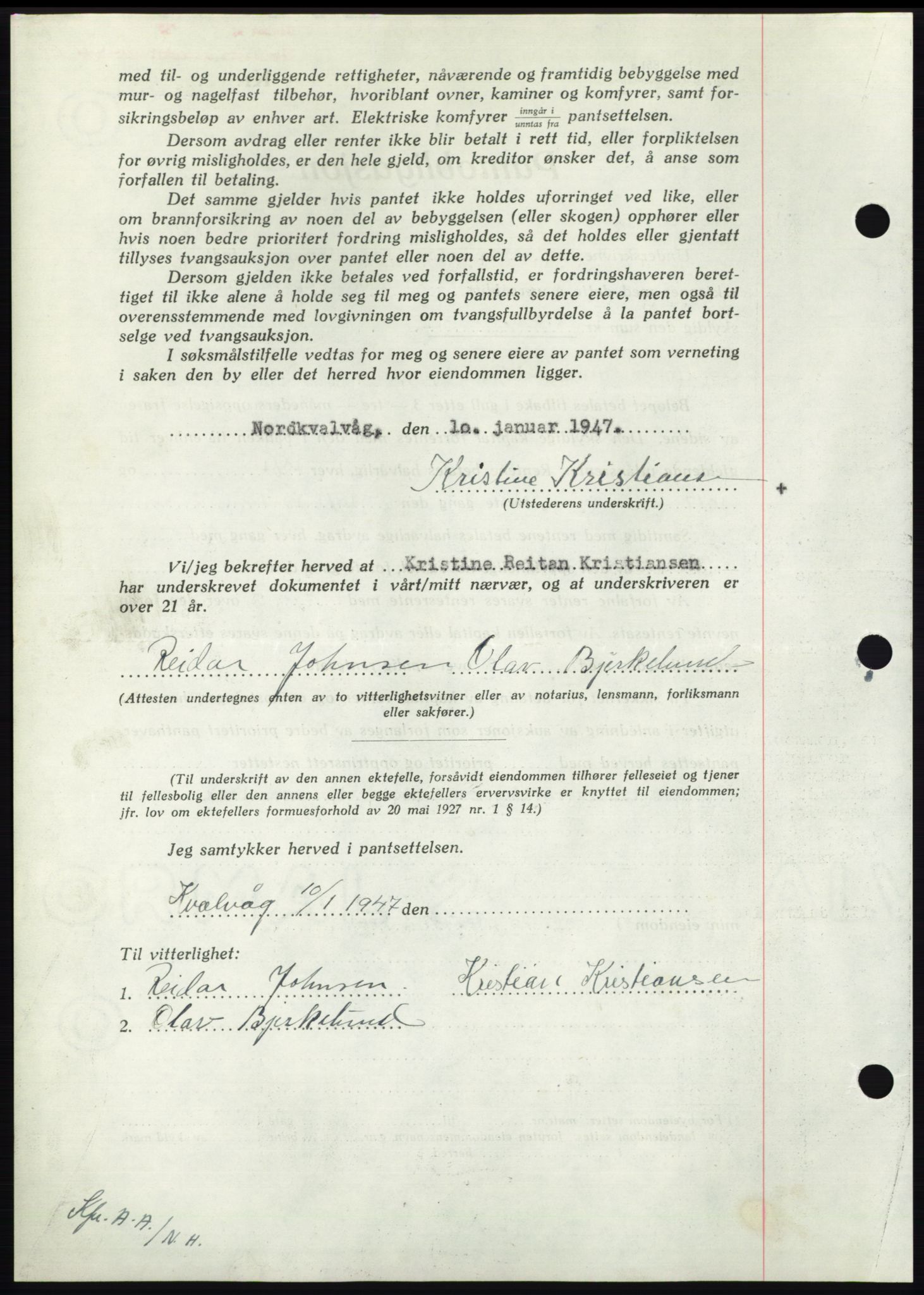 Nordmøre sorenskriveri, AV/SAT-A-4132/1/2/2Ca: Mortgage book no. B95, 1946-1947, Diary no: : 113/1947