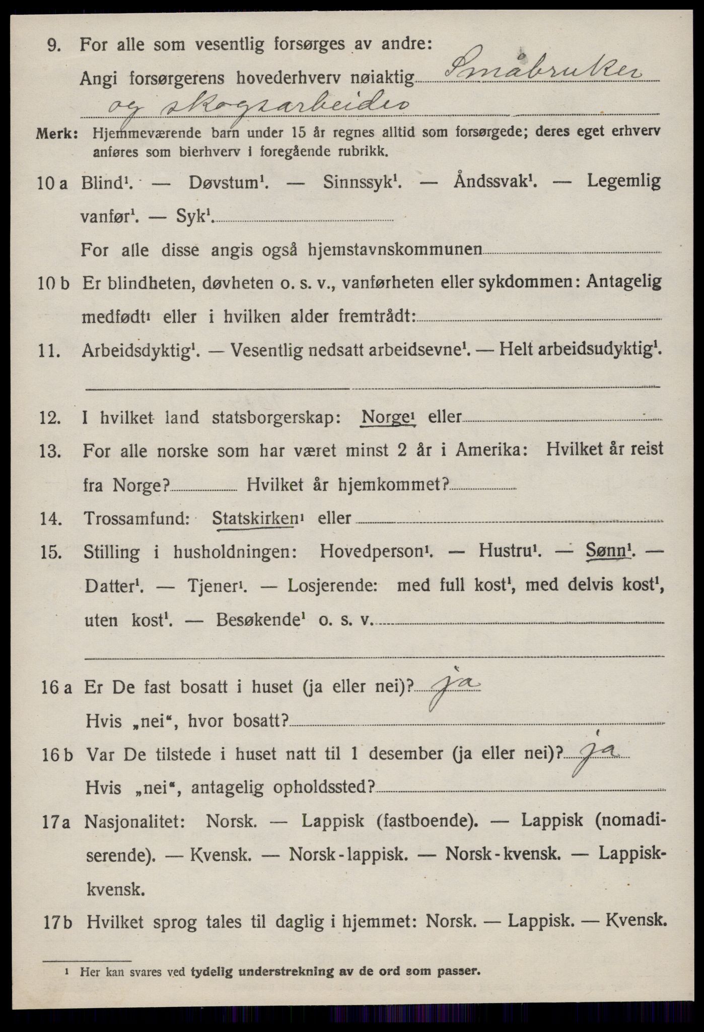 SAT, 1920 census for Oppdal, 1920, p. 3136