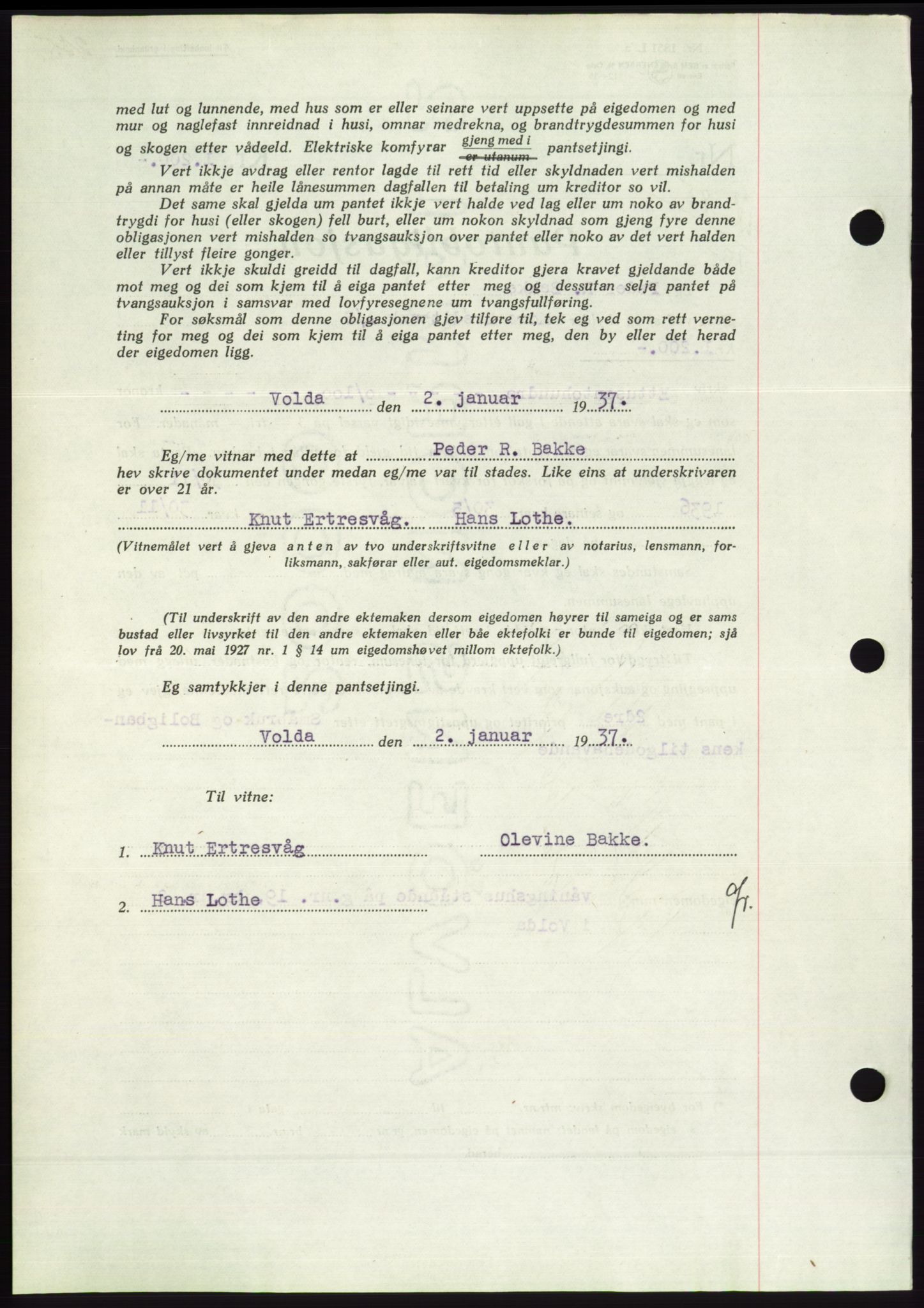 Søre Sunnmøre sorenskriveri, SAT/A-4122/1/2/2C/L0062: Mortgage book no. 56, 1936-1937, Diary no: : 85/1937